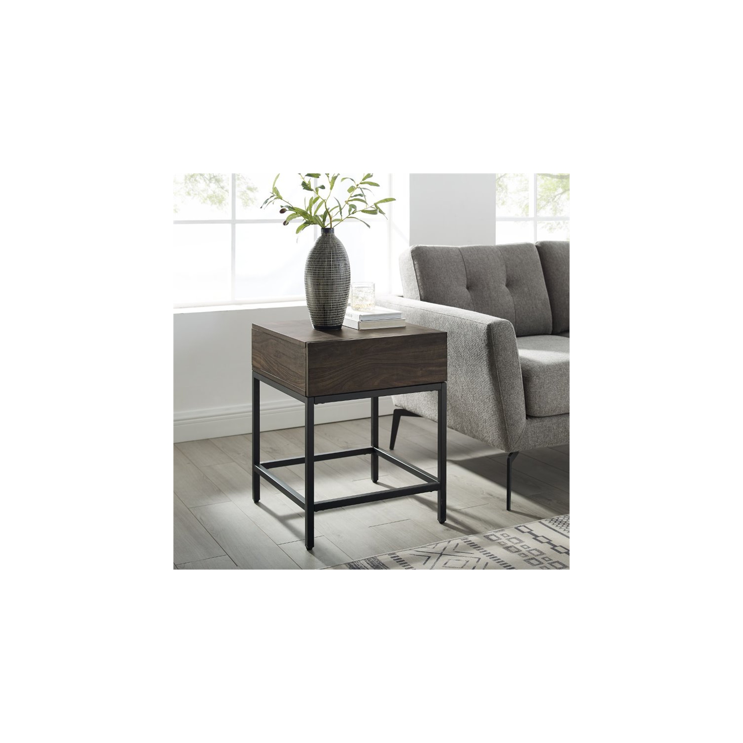 Crosley Jacobsen 1 Drawer End Table in Brown Ash