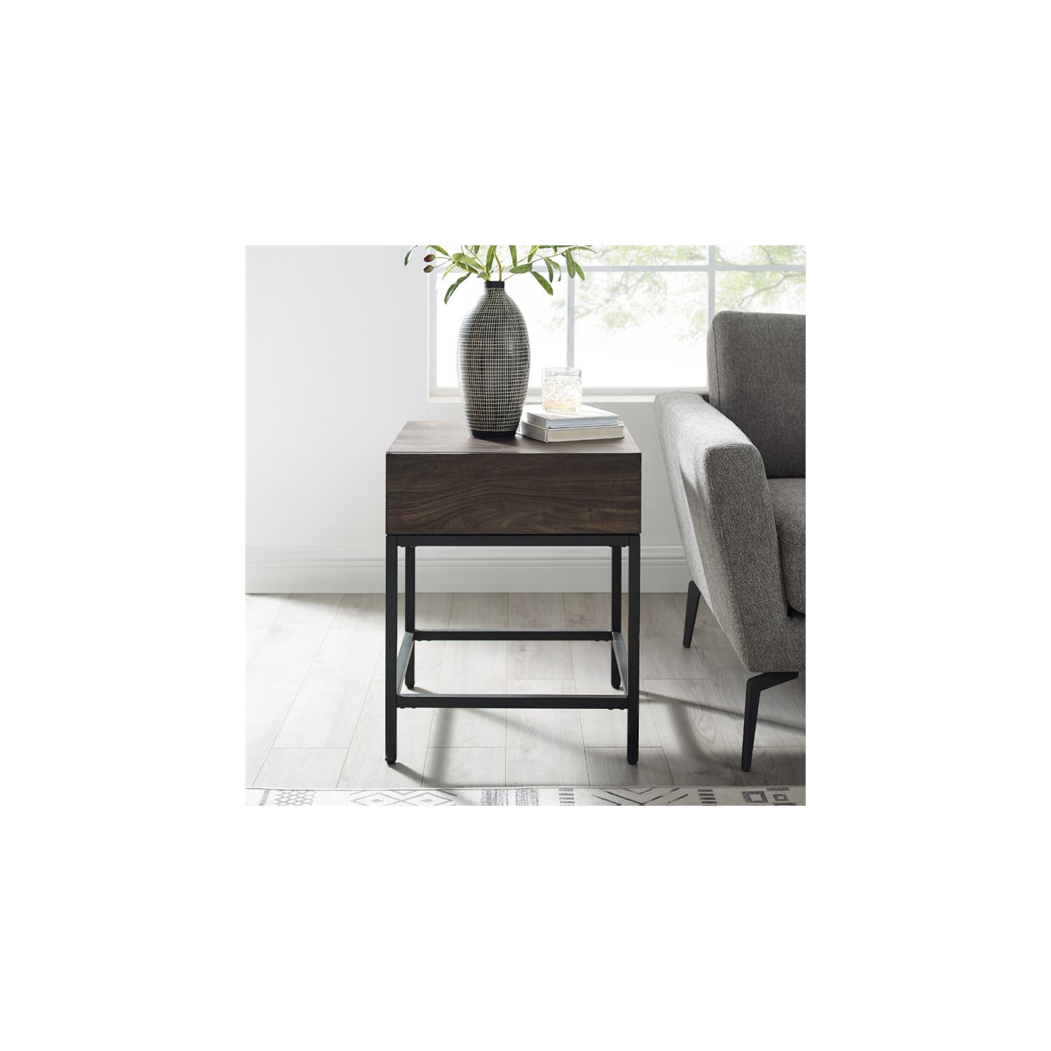 Crosley Jacobsen 1 Drawer End Table in Brown Ash