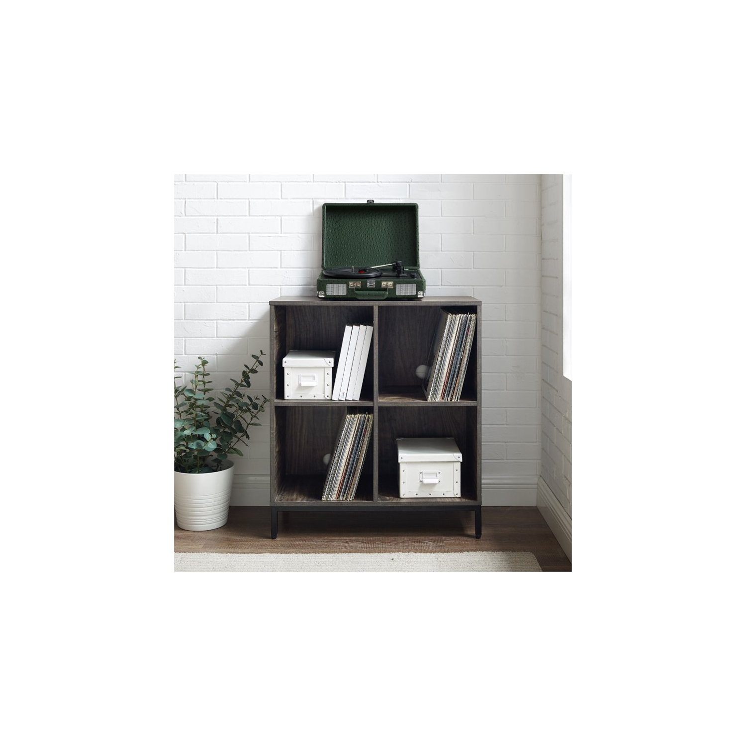 Crosley – Bibliothèque cubique de rangement de calibre industriel Jacobsen, brun cendré