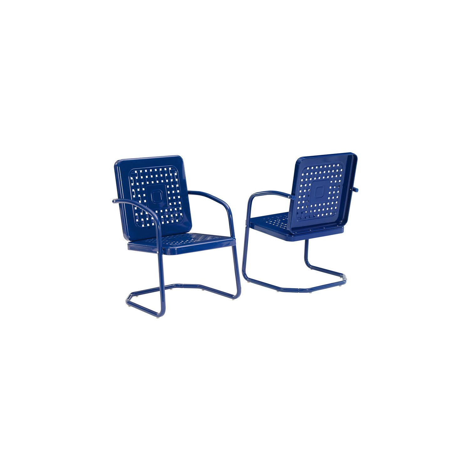 Crosley Furniture Bates Metal Patio Dining Arm Chair in Glossy Navy