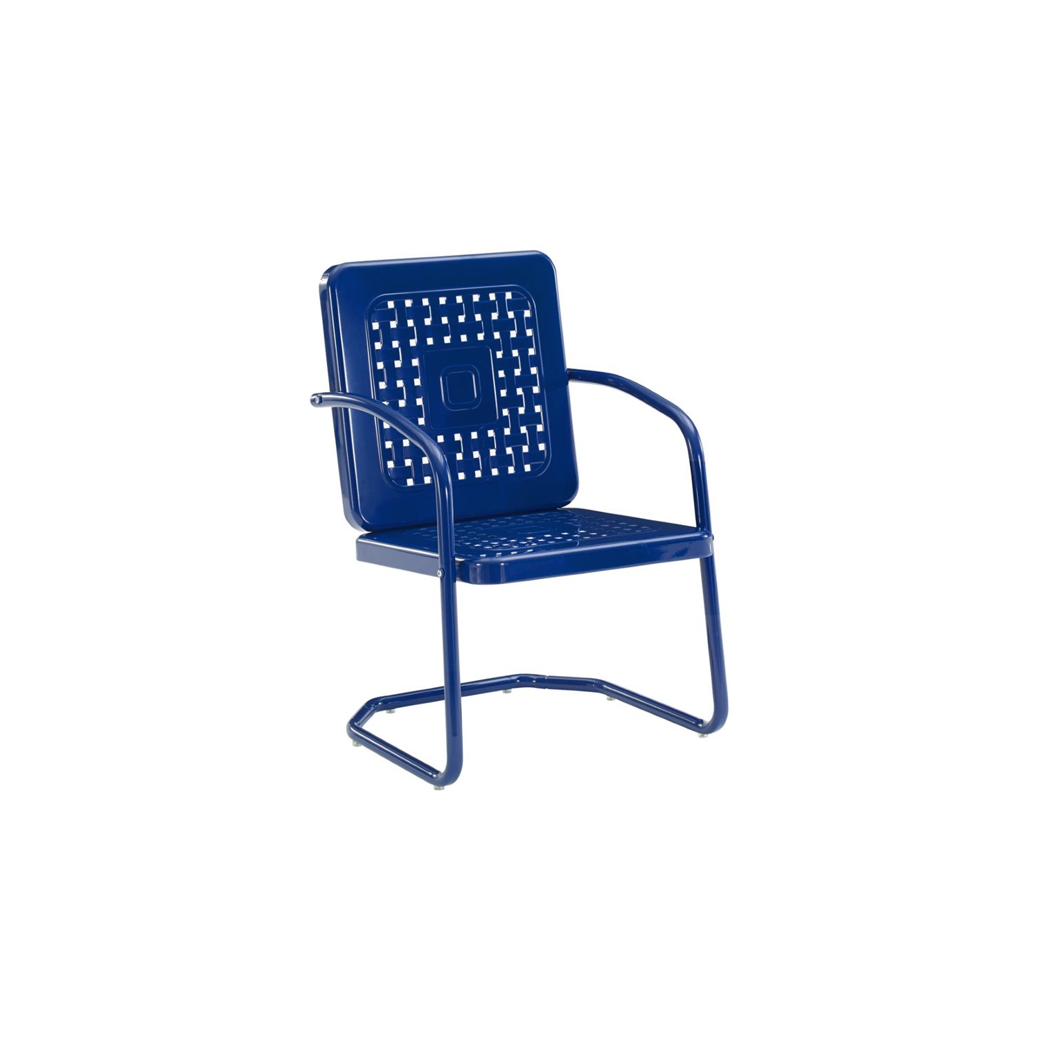 Crosley Furniture Bates Metal Patio Dining Arm Chair in Glossy Navy