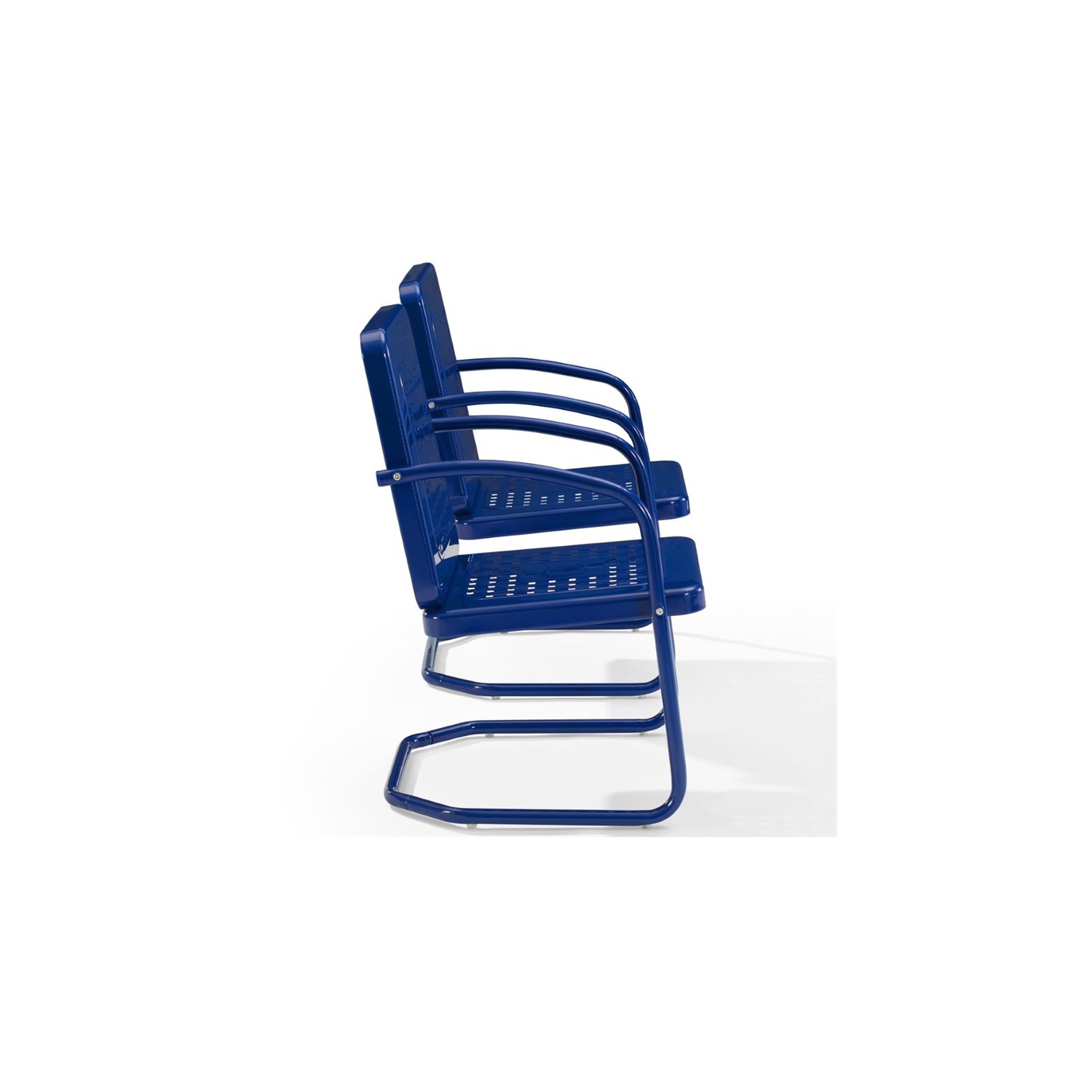Crosley Furniture Bates Metal Patio Dining Arm Chair in Glossy Navy