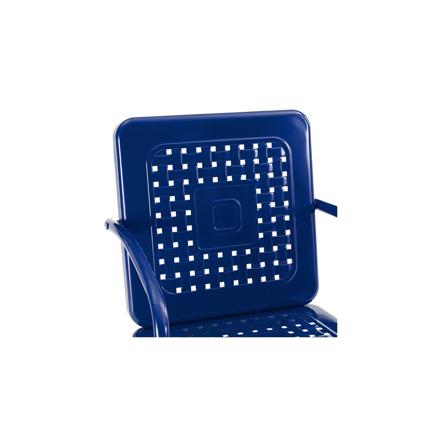 Crosley Furniture Bates Metal Patio Dining Arm Chair in Glossy Navy