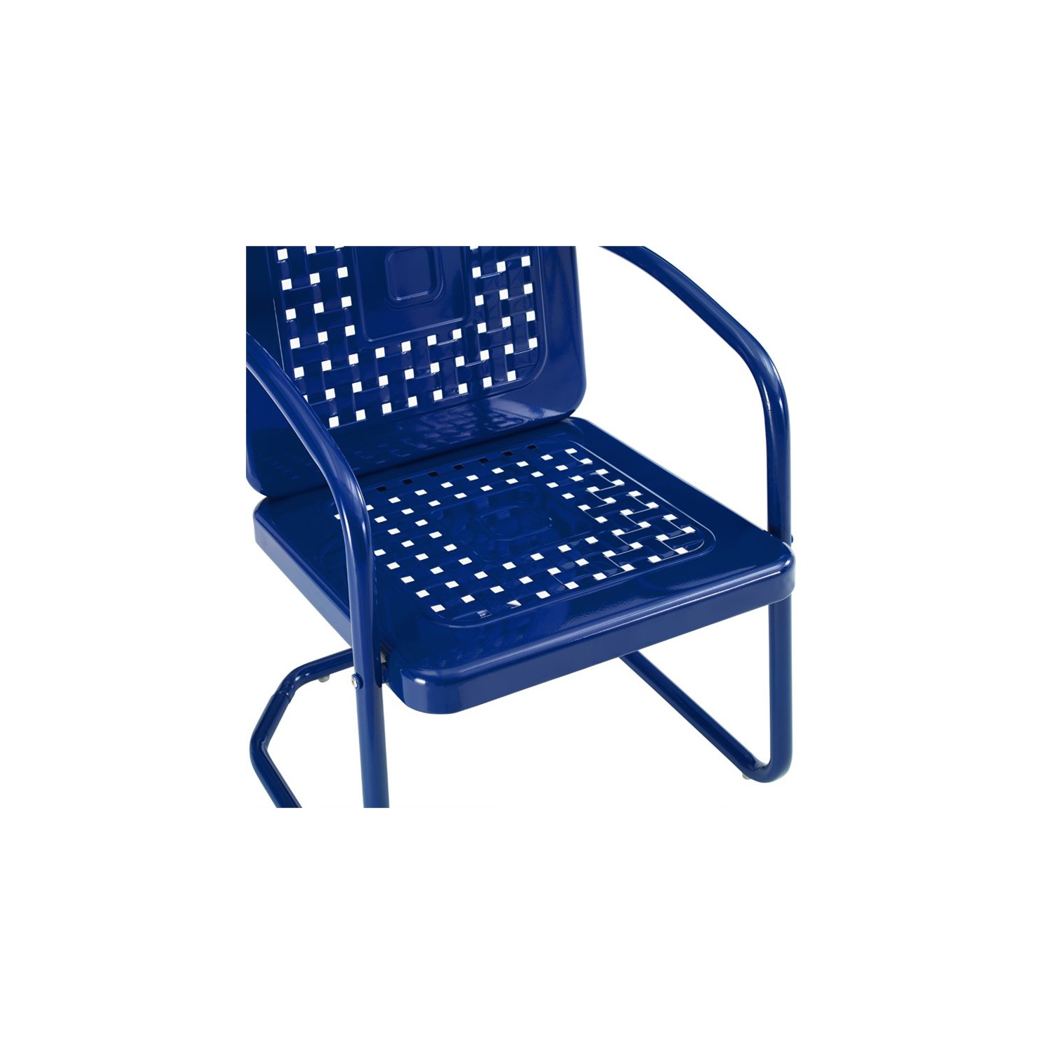 Crosley Furniture Bates Metal Patio Dining Arm Chair in Glossy Navy