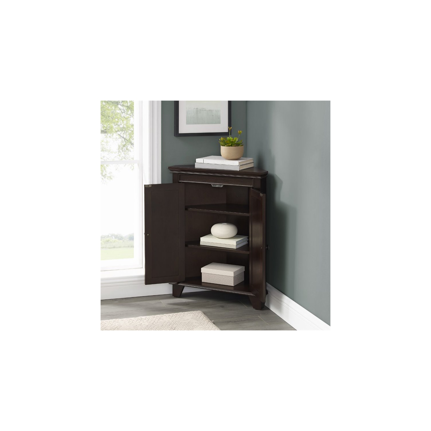 Crosley Lydia 2 Door Corner Storage Cabinet in Espresso