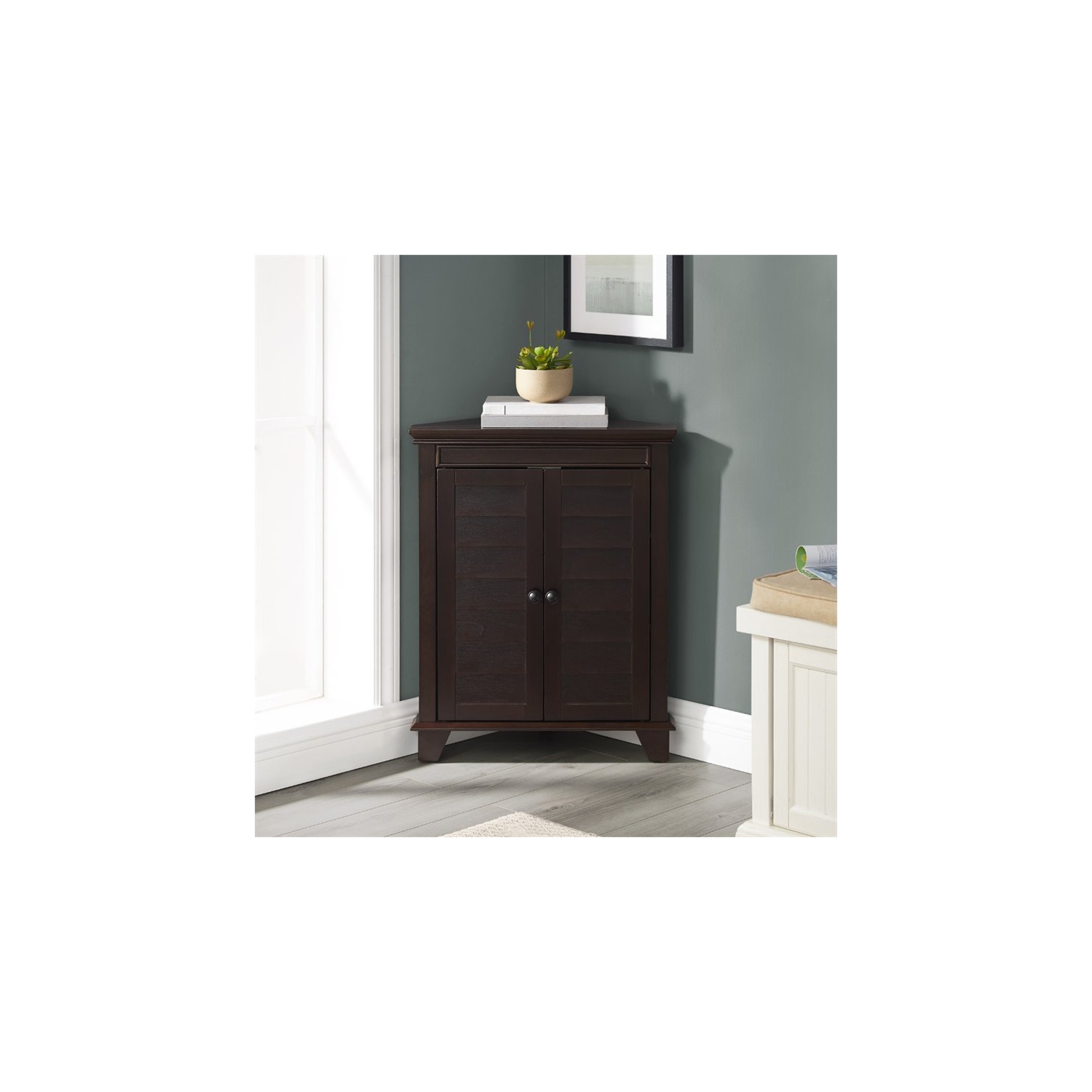 Crosley Lydia 2 Door Corner Storage Cabinet in Espresso