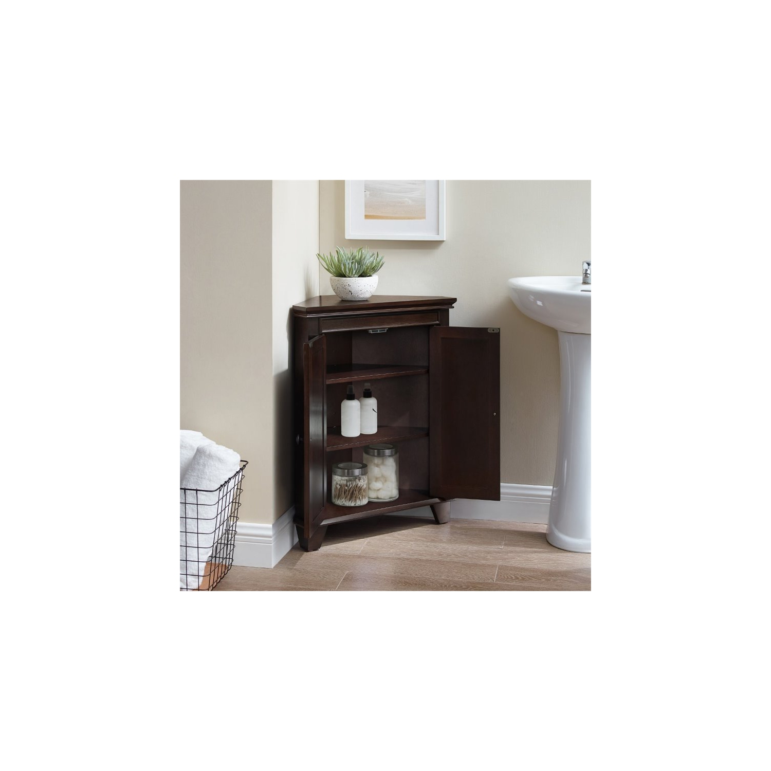 Crosley Lydia 2 Door Corner Storage Cabinet in Espresso