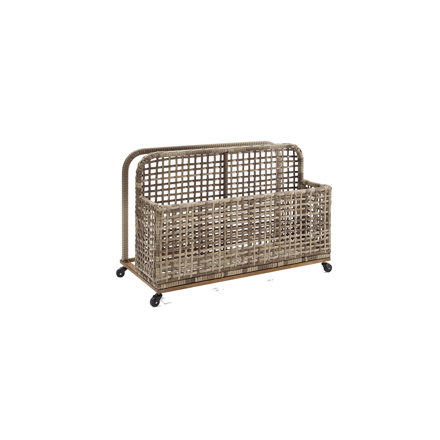 Crosley Furniture Ridley Coastal Wicker Outdoor Pool Storage Caddy in Gray/Brown