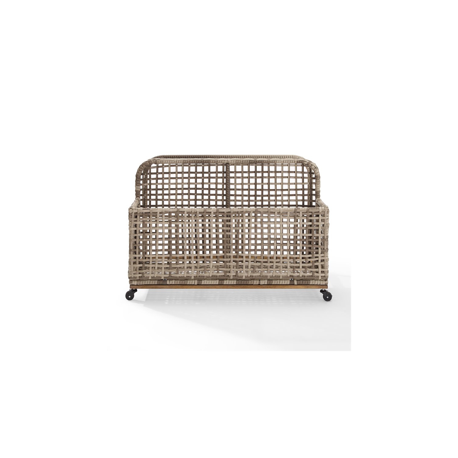 Crosley Furniture Ridley Coastal Wicker Outdoor Pool Storage Caddy in Gray/Brown