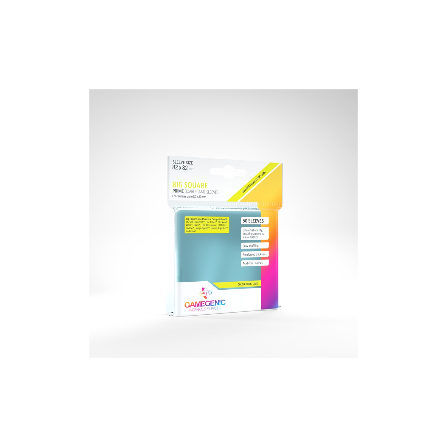 Pochettes pour jeux de société Gamegenic prime - Grand carré 50 pochettes par paquet