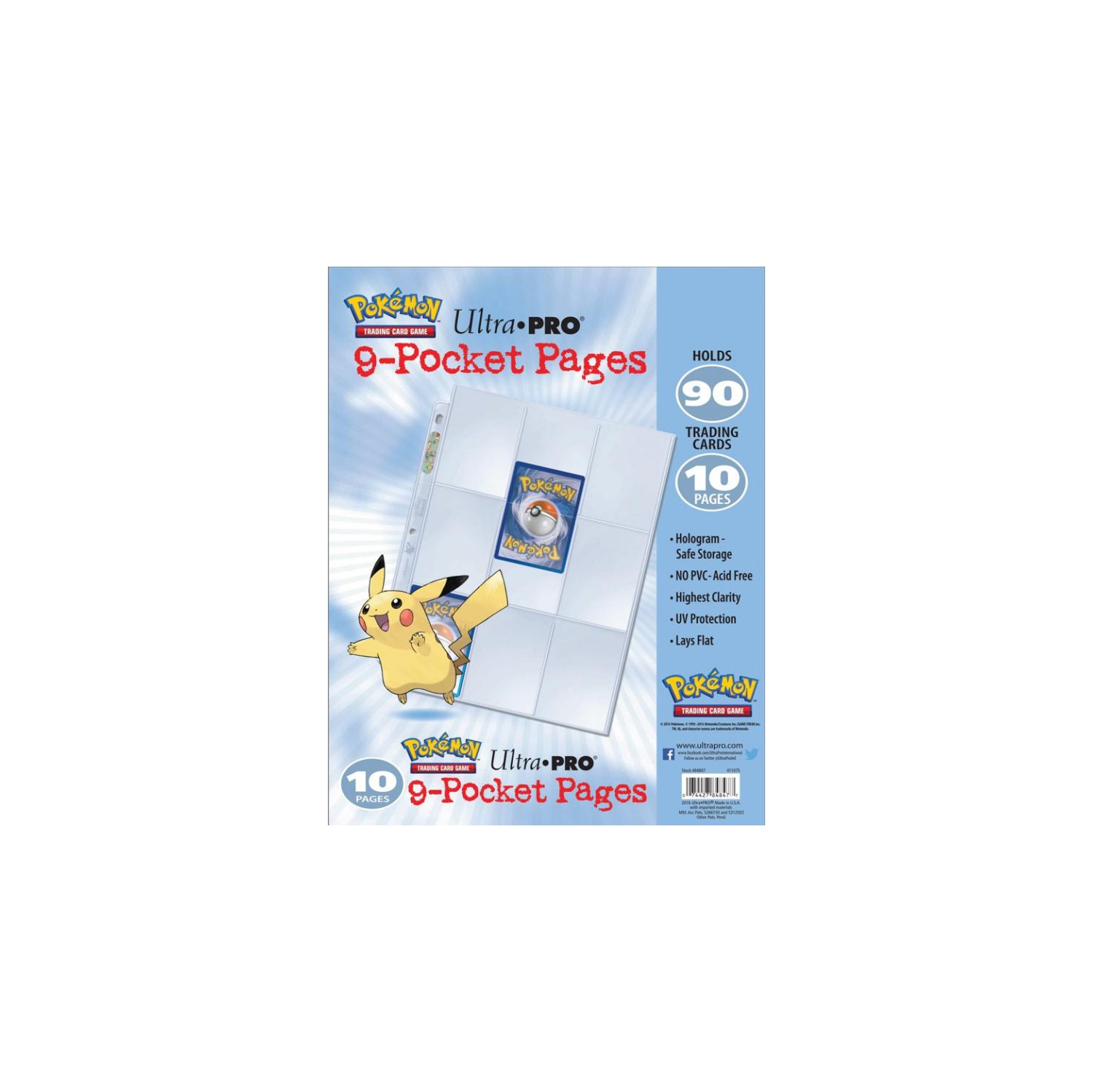 Ultra Pro Pokemon 9-Pocket Binder Pages for Trading Cards: 10 Pack