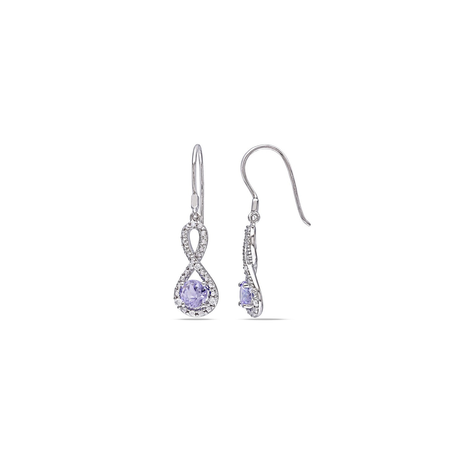1,00 carat Tanzanite Drop Infinity Orees en argent sterling