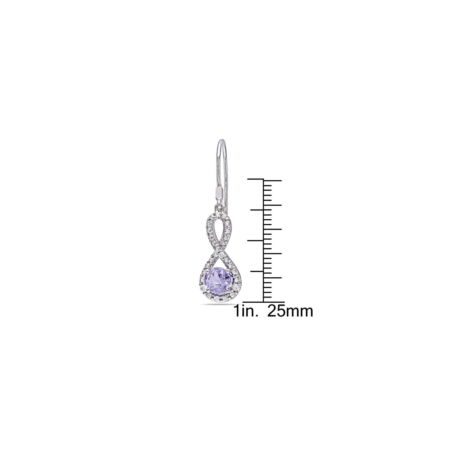 1,00 carat Tanzanite Drop Infinity Orees en argent sterling