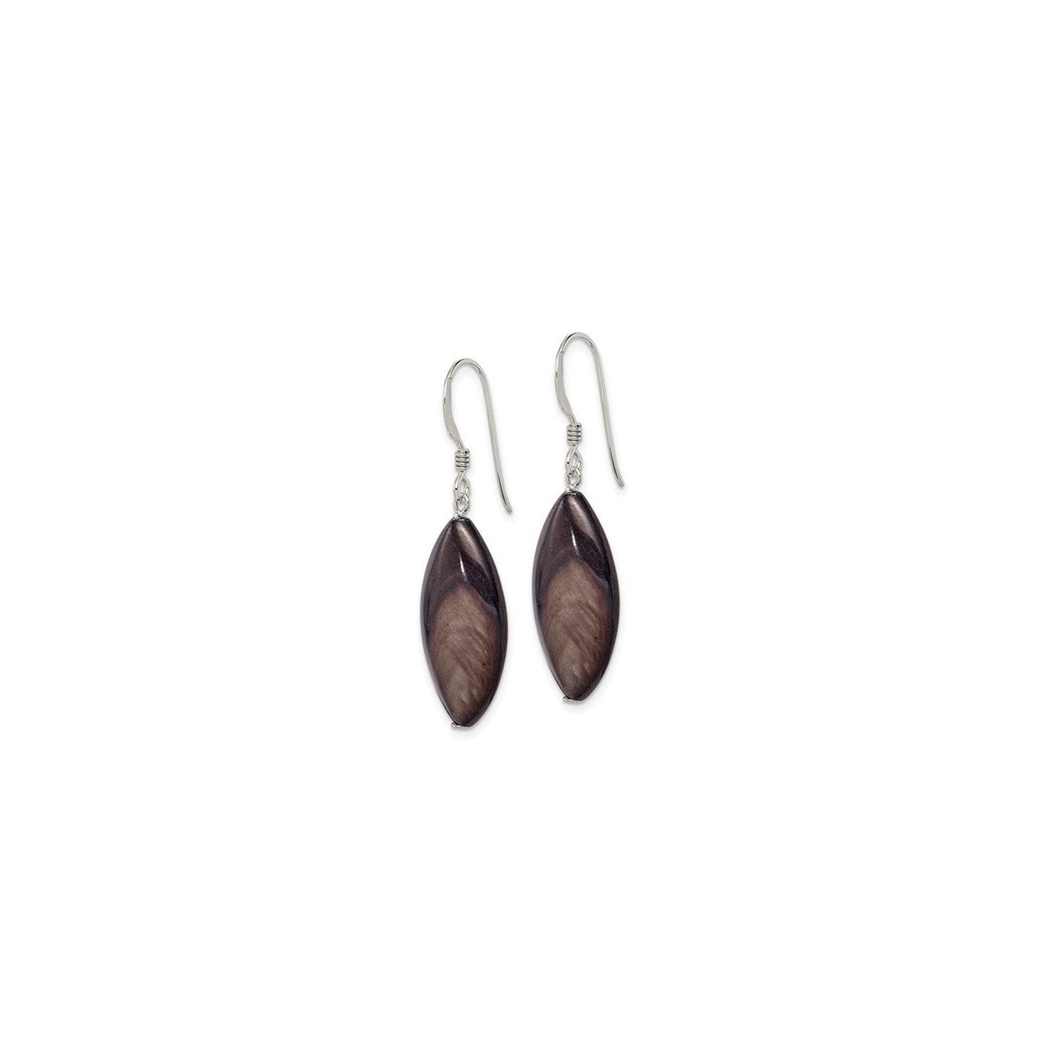 Dark Grey Mother of Pearl Earrings in Sterling Silver