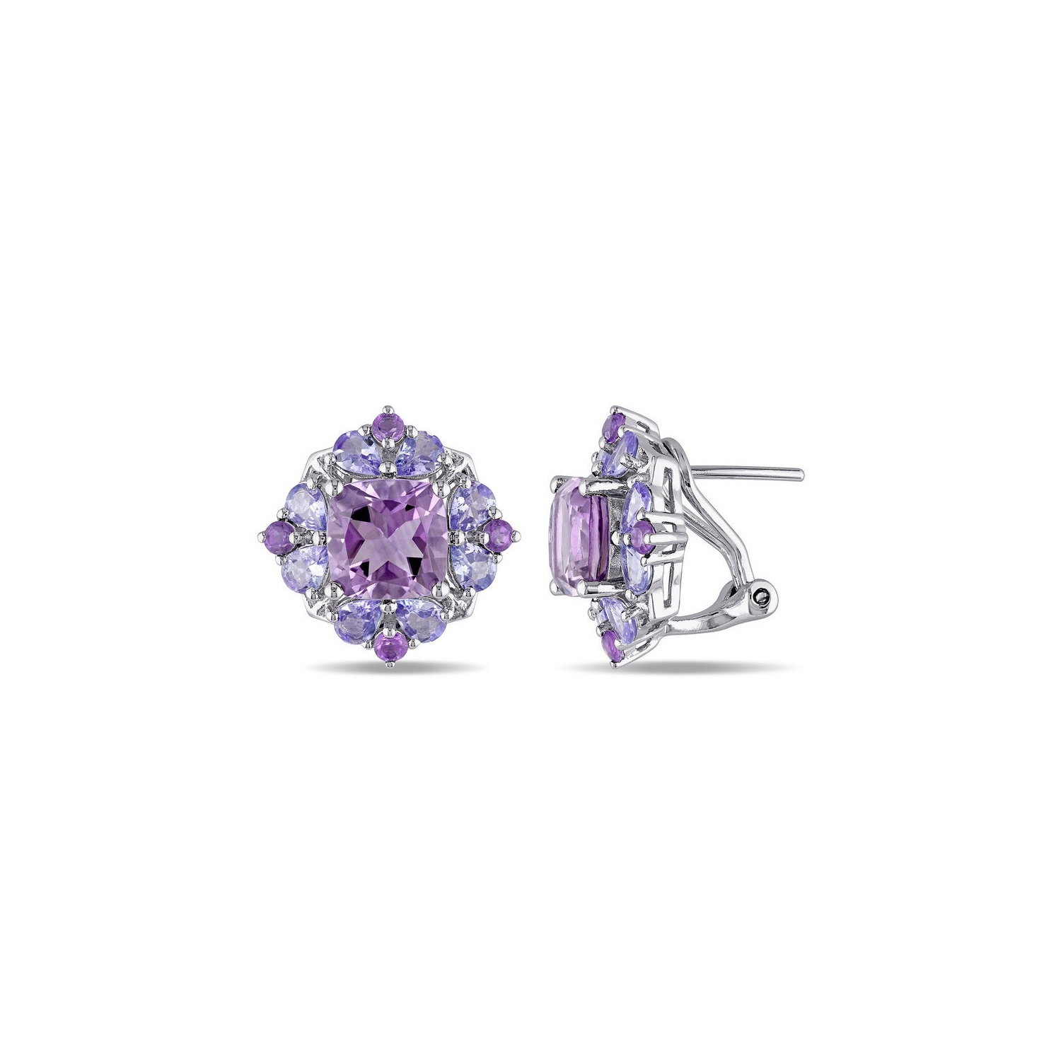 5.85 Carat Amethyst and Tanzanite Earrings in Sterling Silver