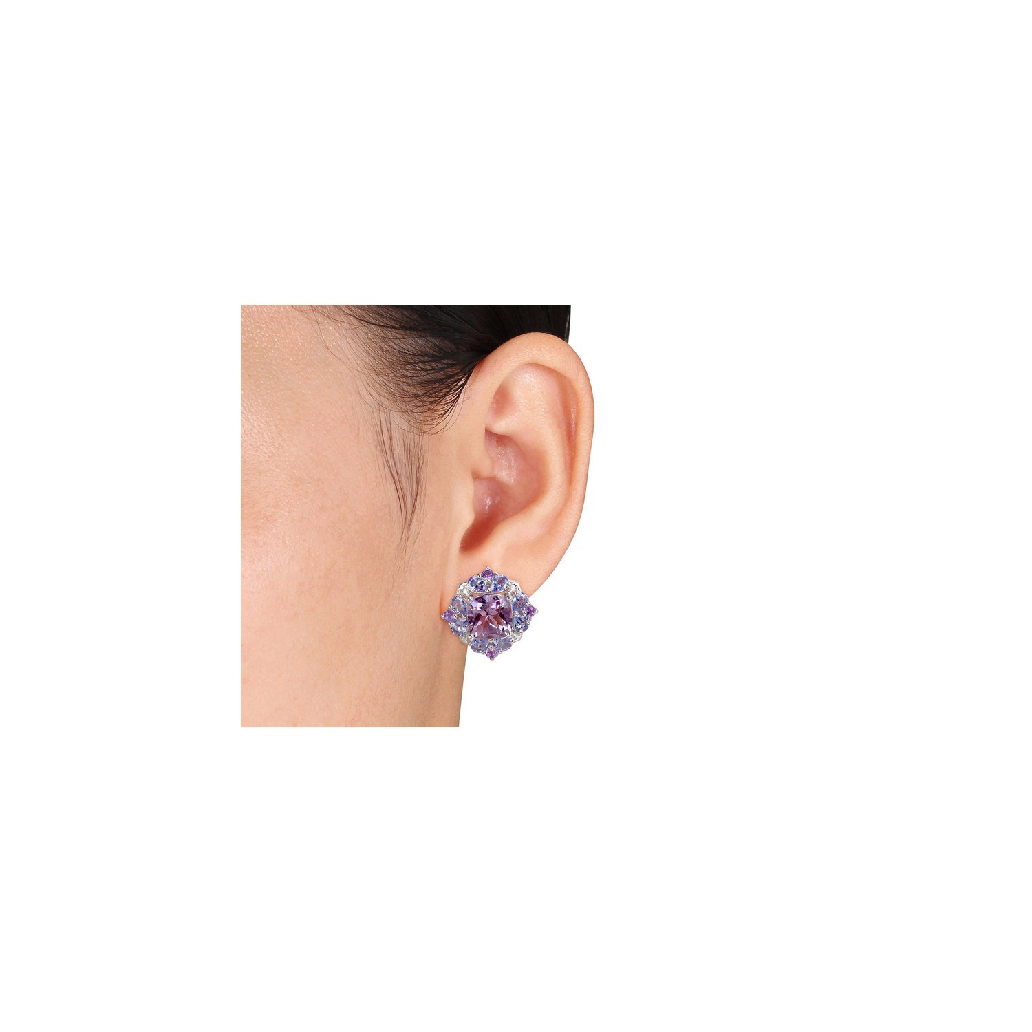 5.85 Carat Amethyst and Tanzanite Earrings in Sterling Silver