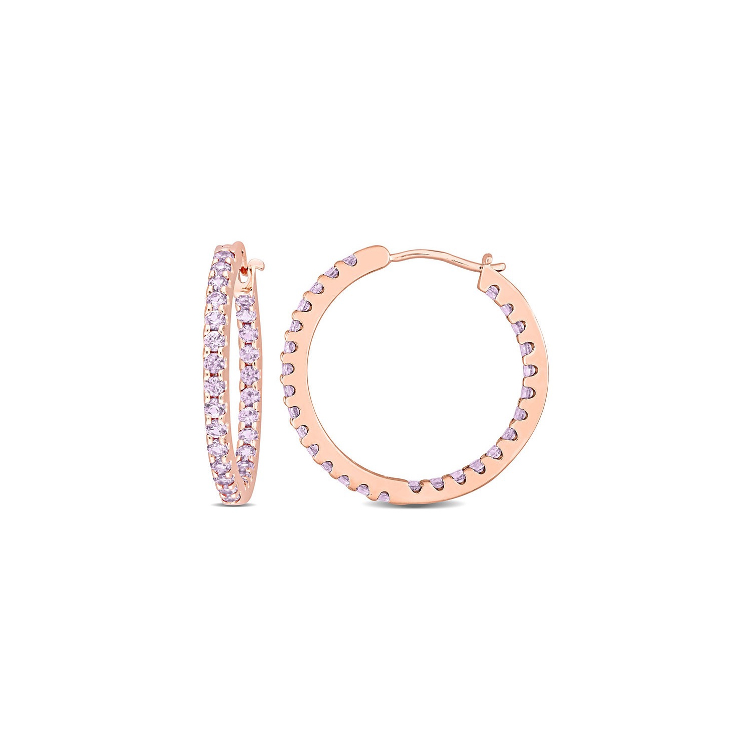 2.80 Carat Lab-Created Alexandrite Hoop Earrings 10K Rose Gold