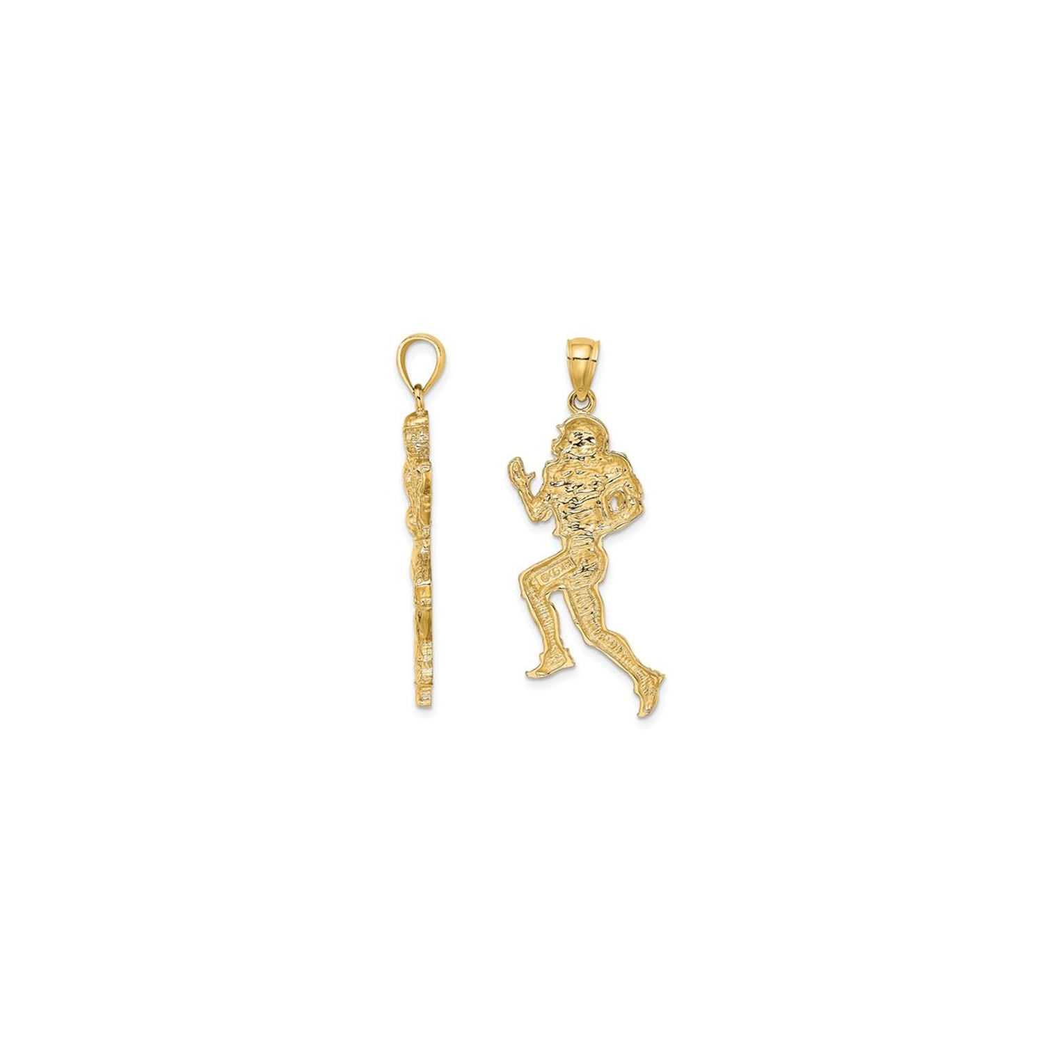 Joueur de football en or jaune 14K Collier pendentif avec chaîne