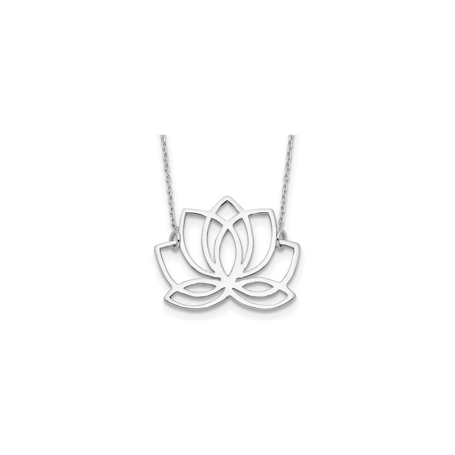 Sterling Silver Rhodium-plated Polished Lotus Flower 18 inch Necklace