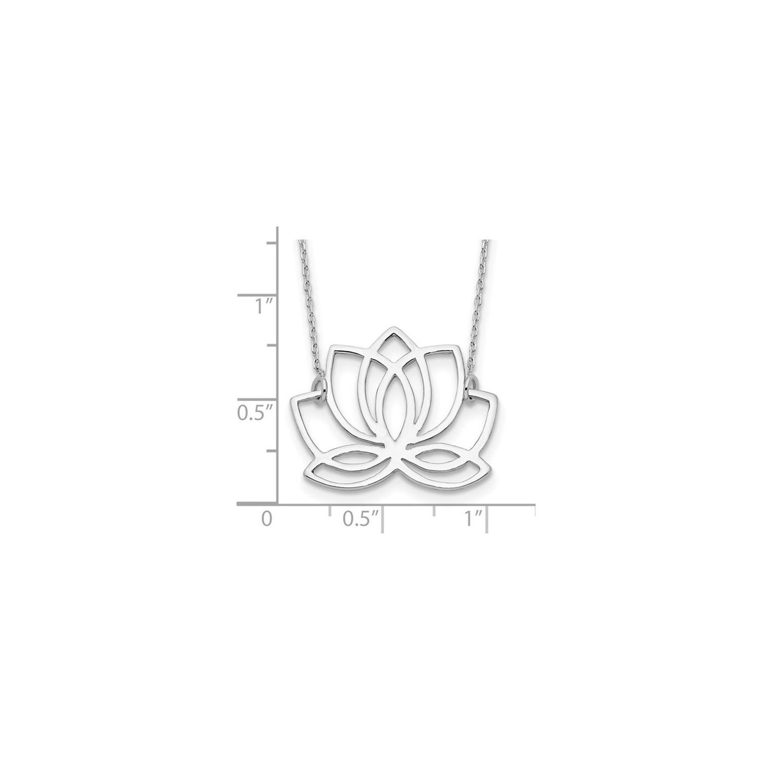 Sterling Silver Rhodium-plated Polished Lotus Flower 18 inch Necklace