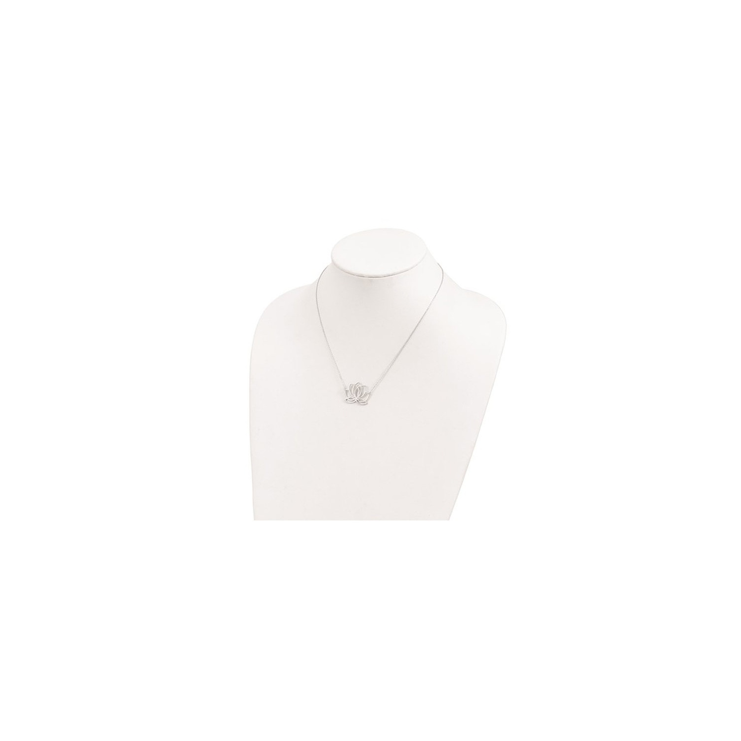 Sterling Silver Rhodium-plated Polished Lotus Flower 18 inch Necklace