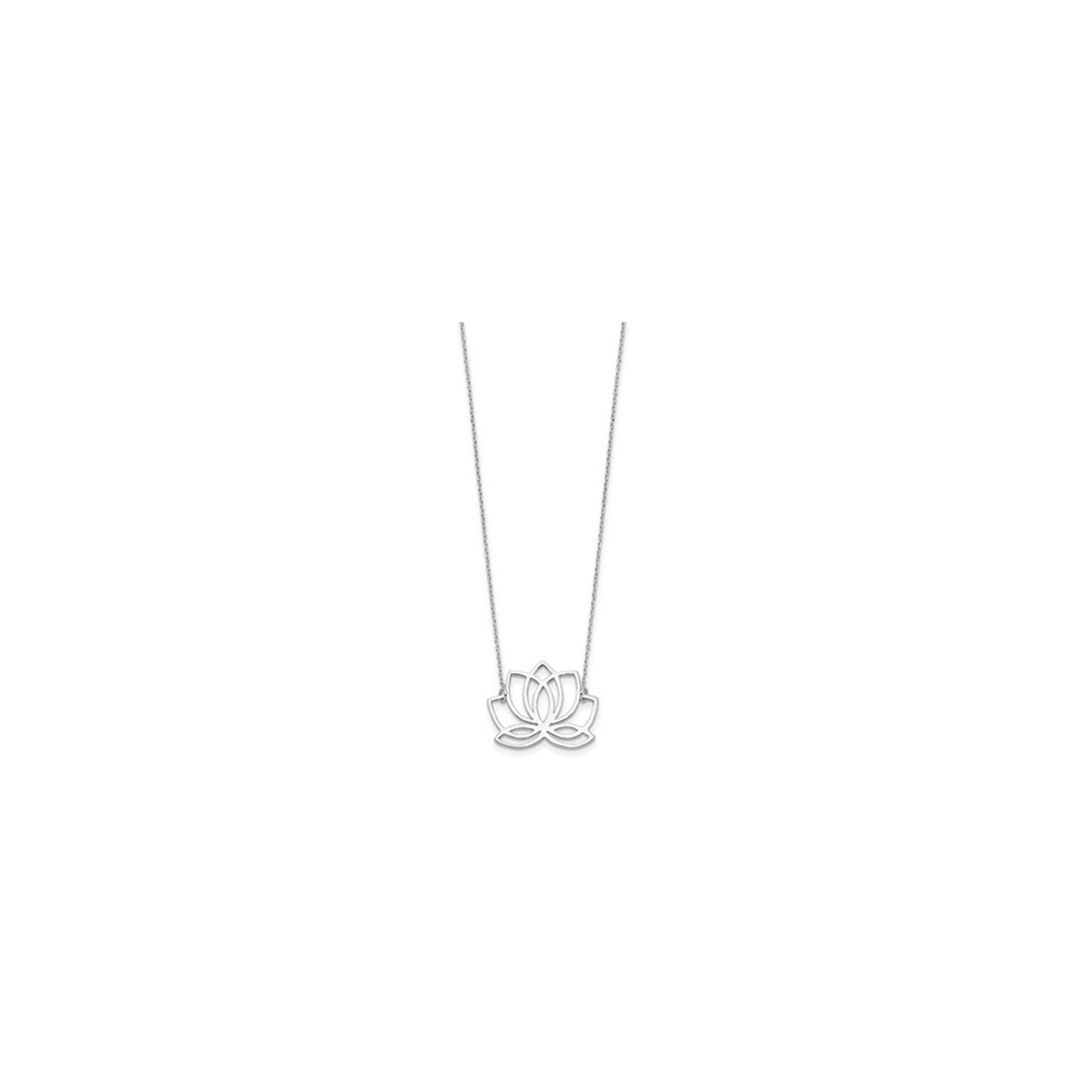 Sterling Silver Rhodium-plated Polished Lotus Flower 18 inch Necklace