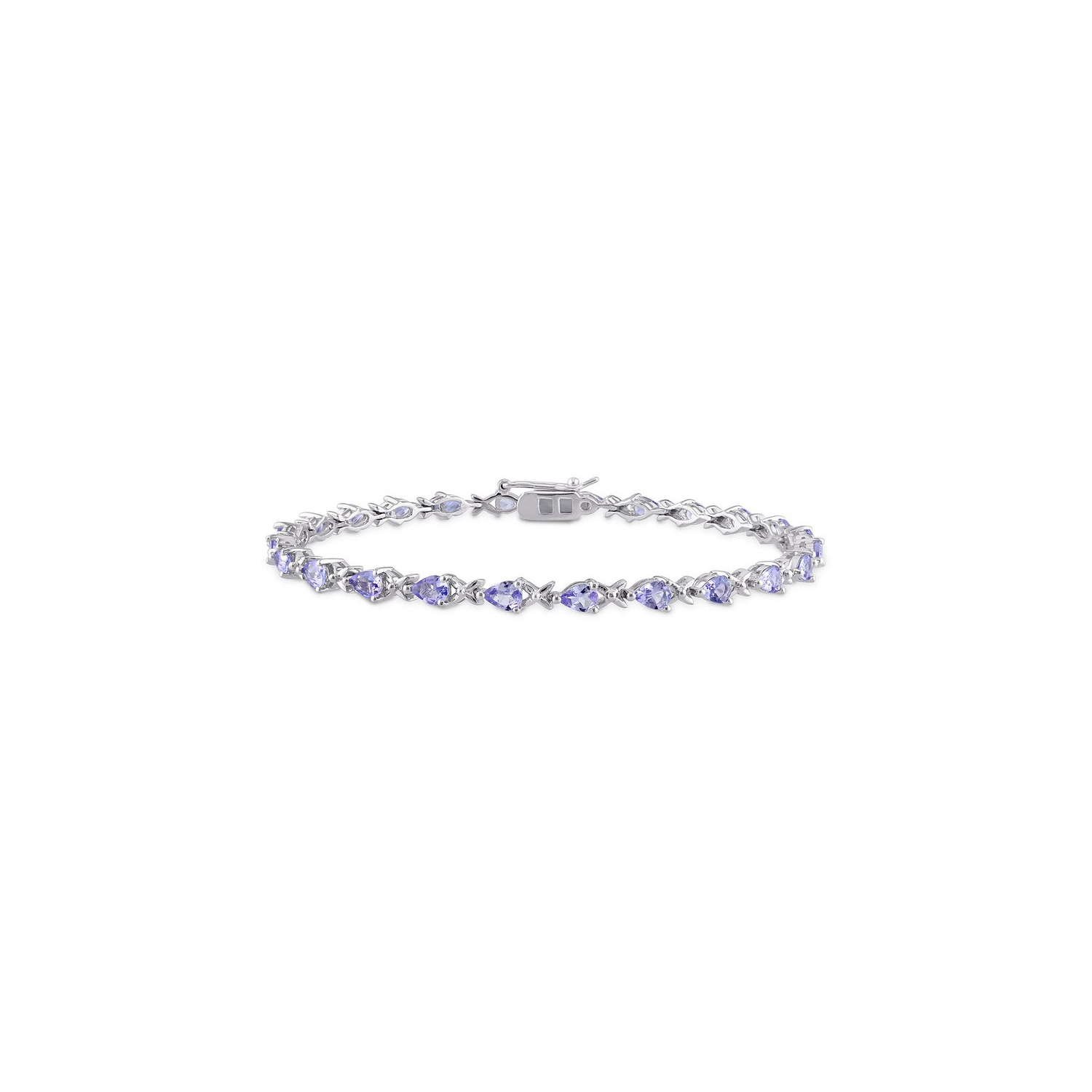 4,30 Carat Bracelet de liaison X tanzanite en argent sterling