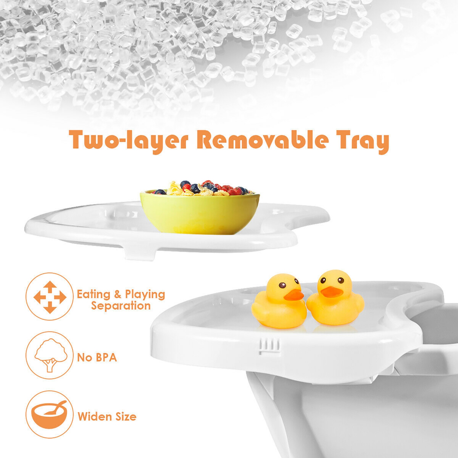 Chaise haute convertible 3-en-1 en bois pour bébé de Costway avec plateau et pattes ajustables