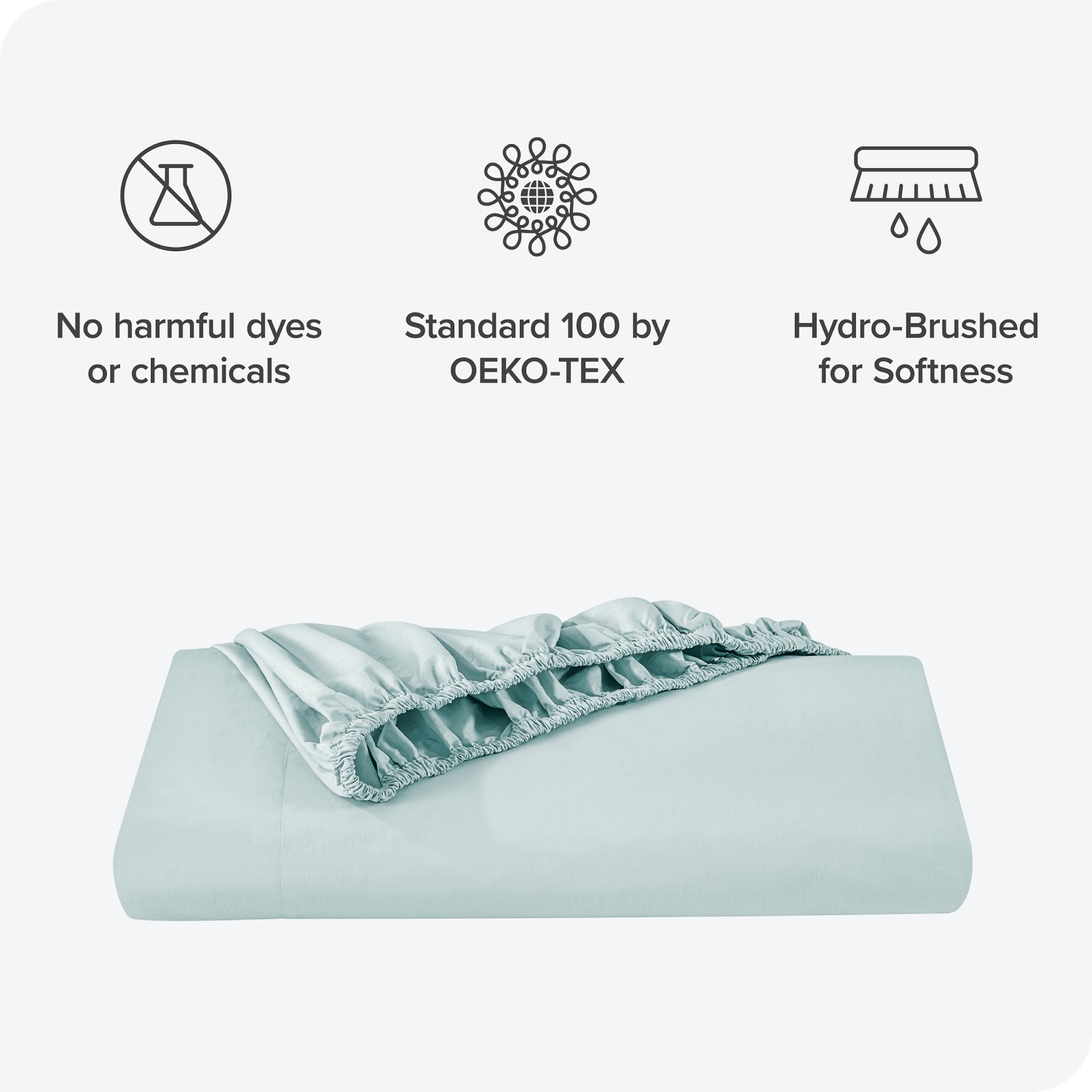 Drap-housse 100 % coton biologique Bare Home - tissage gaufré - léger et respirant - Bleu d’hiver, lit simple