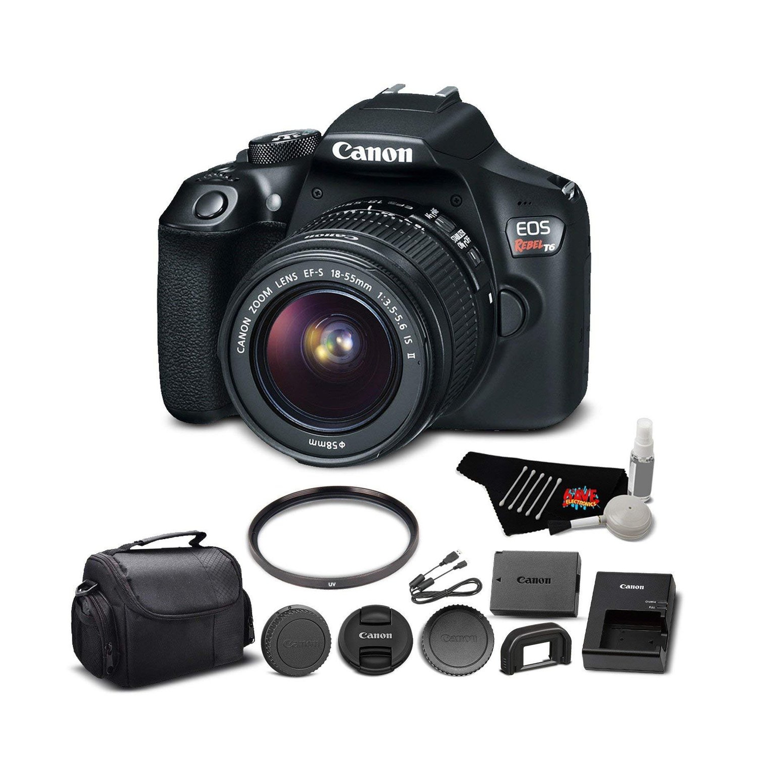 Canon EOS Rebel T6 Digital SLR Camera Bundle with EF-S 18-55mm f/3.5-5.6 is II Lens with UV Filter + Carrying Case