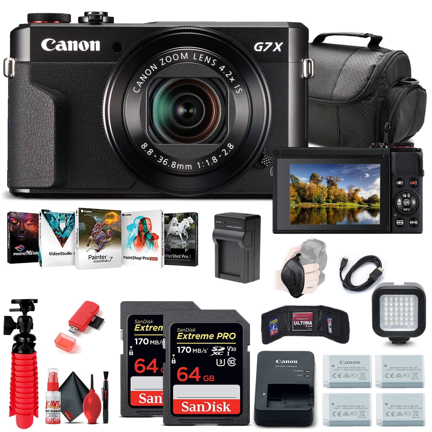 Canon PowerShot G7 X Mark II Camera + 2 x 64GB Cards + More (International Version)