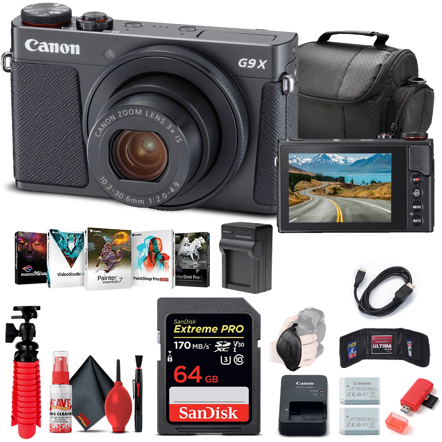 Canon PowerShot G9 X Mark II Digital Camera (1717C001) + 64GB Card + More