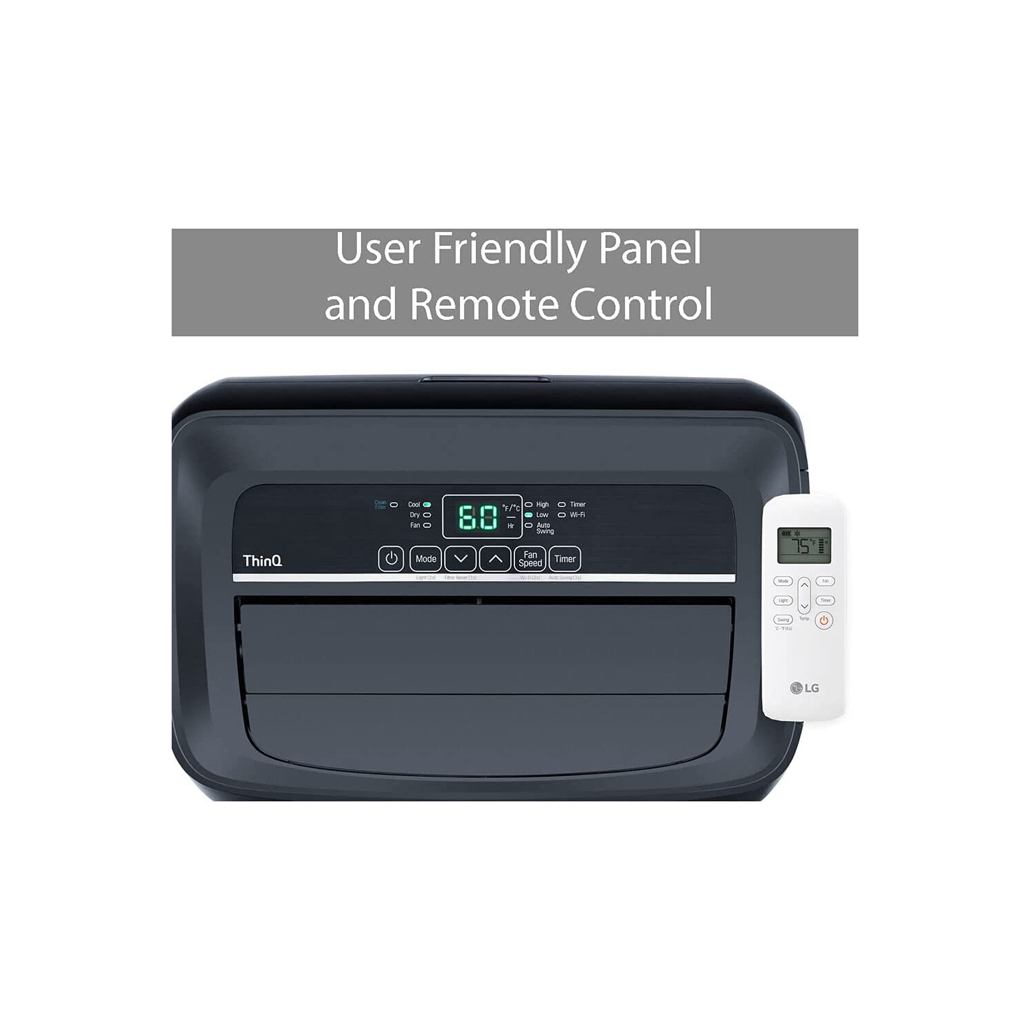 Climatiseur portatif 115 V 12&nbsp;000&nbsp;BTU de LG refroidit 450 pi³ avec fonction déshumidificateur, connectivité Wi-Fi (LP1021BSSM)