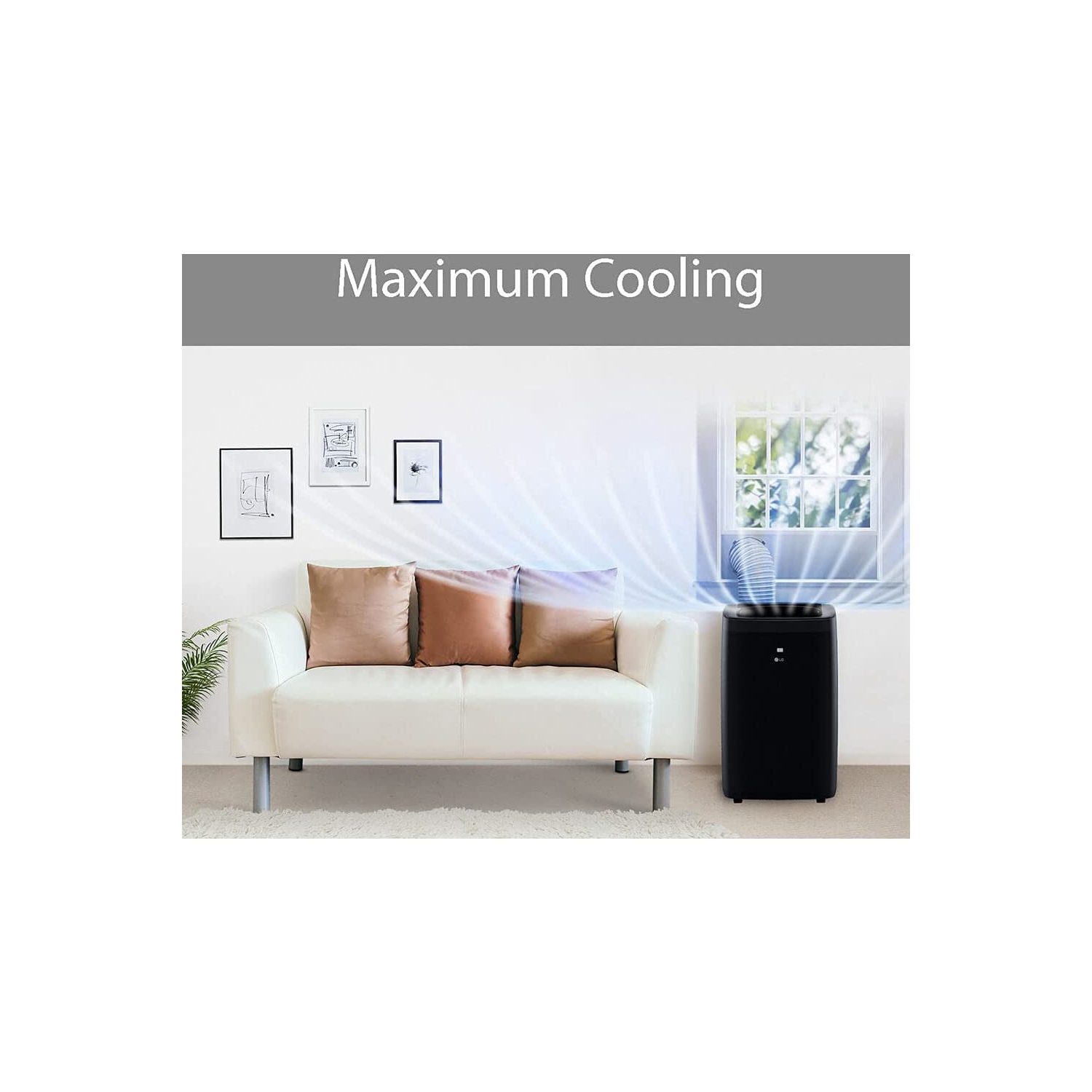 Climatiseur portatif 115 V 12&nbsp;000&nbsp;BTU de LG refroidit 450 pi³ avec fonction déshumidificateur, connectivité Wi-Fi (LP1021BSSM)