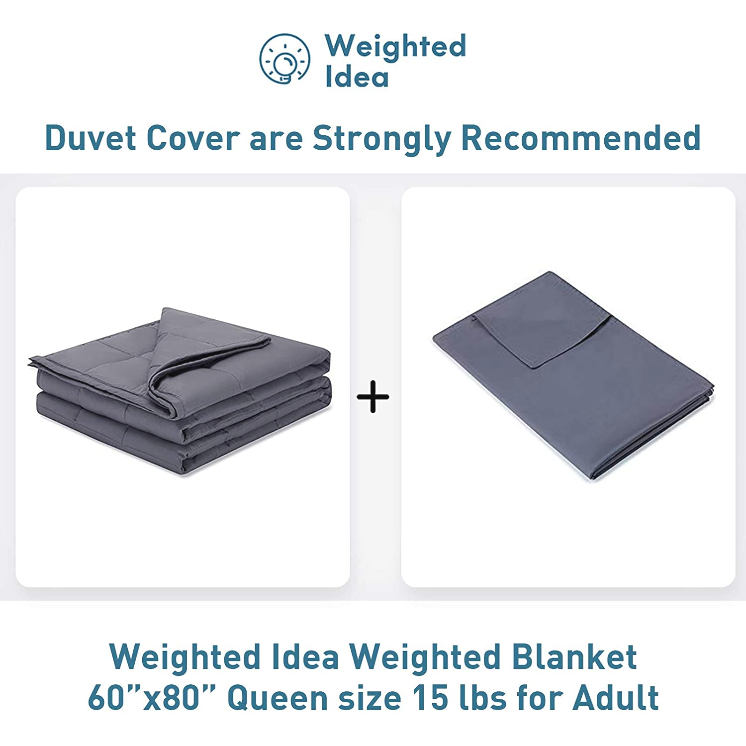 Super Soft Weighted Blanket Queen Size for Adult Women and Men Grey 15 lbs