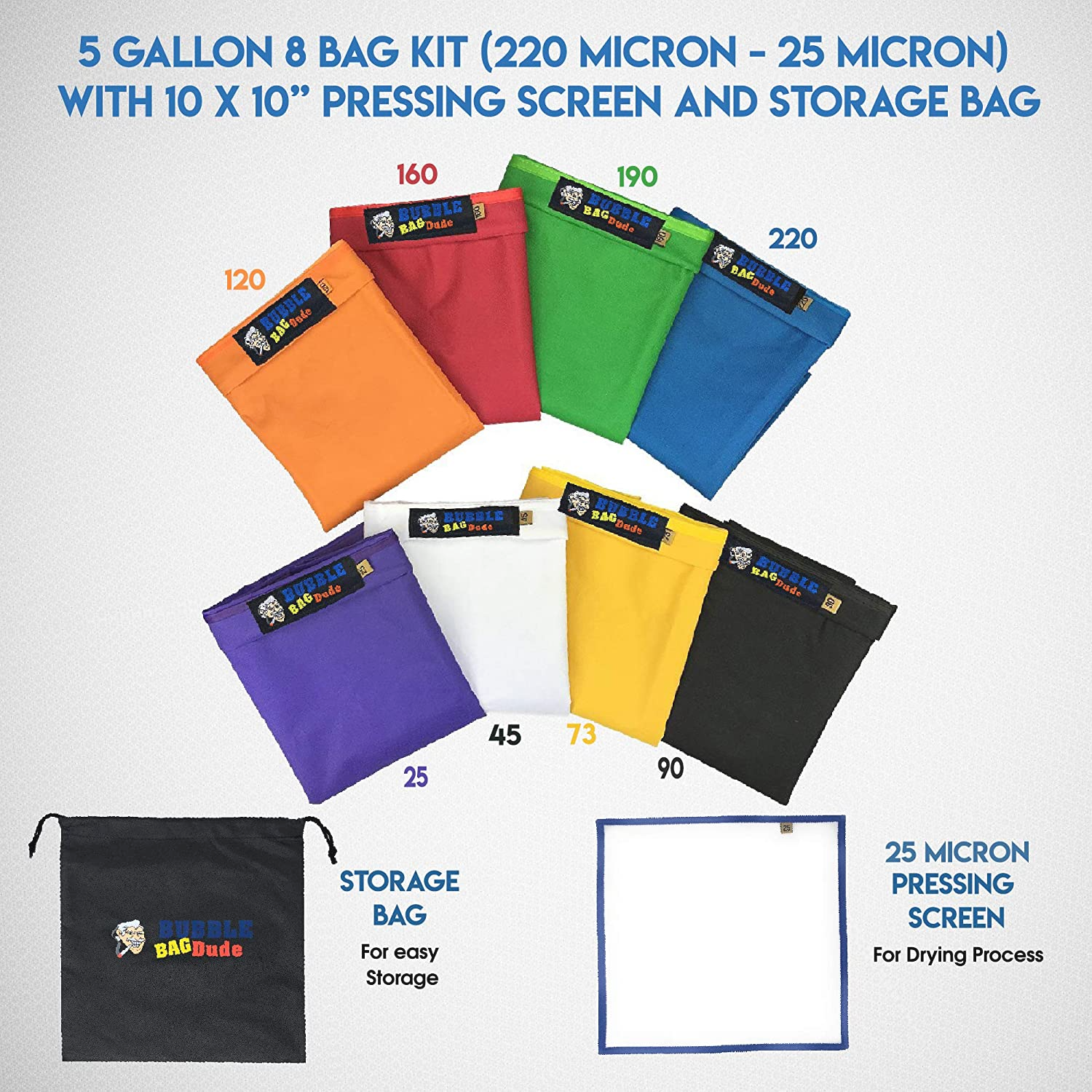 Bubble Bags 5 Gallon 8 Hash Bag Set Herbal Ice Bubble Bag Essence Extractor Kit