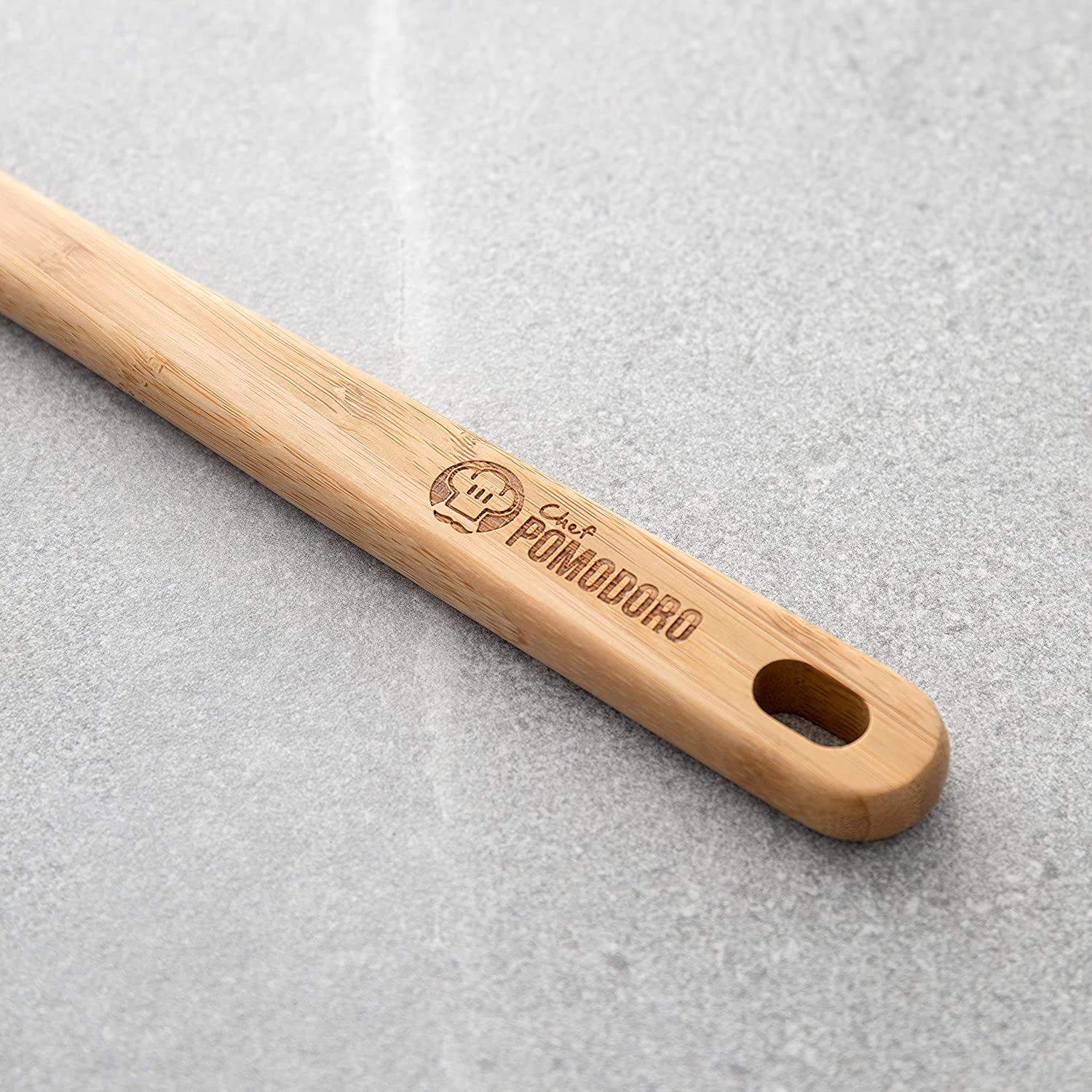 Chef Pomodoro Wooden Spoons for Cooking 3-Piece Set, Solid Beechwood | 12-Inch, 10.5-Inch, 8-Inch | Soup Spoon Kitchen Wood Mixing Essentials