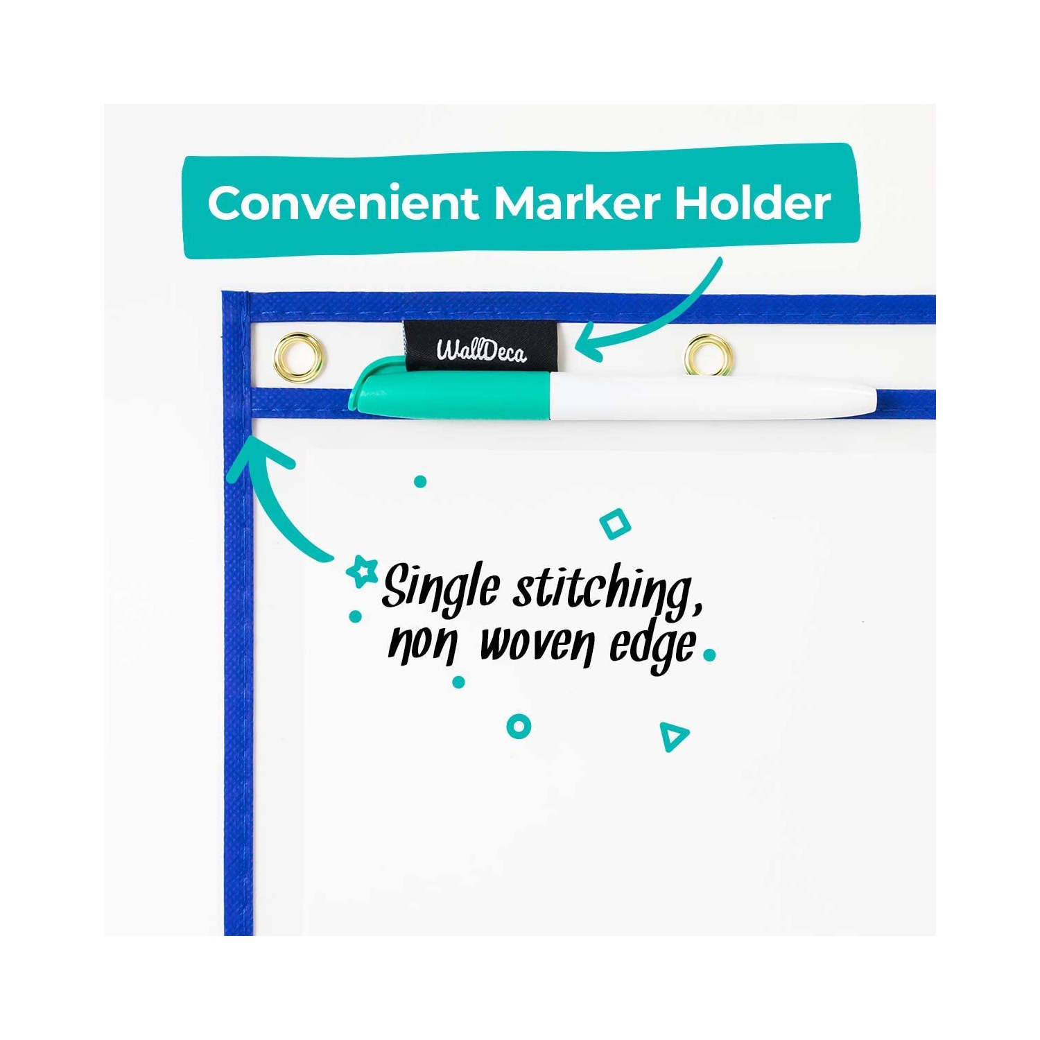 WallDeca Dry Erase Pocket Sleeves Assorted Colors, 8.5" x 11" Job Ticket Holders, Reusable Dry Erase Sleeves