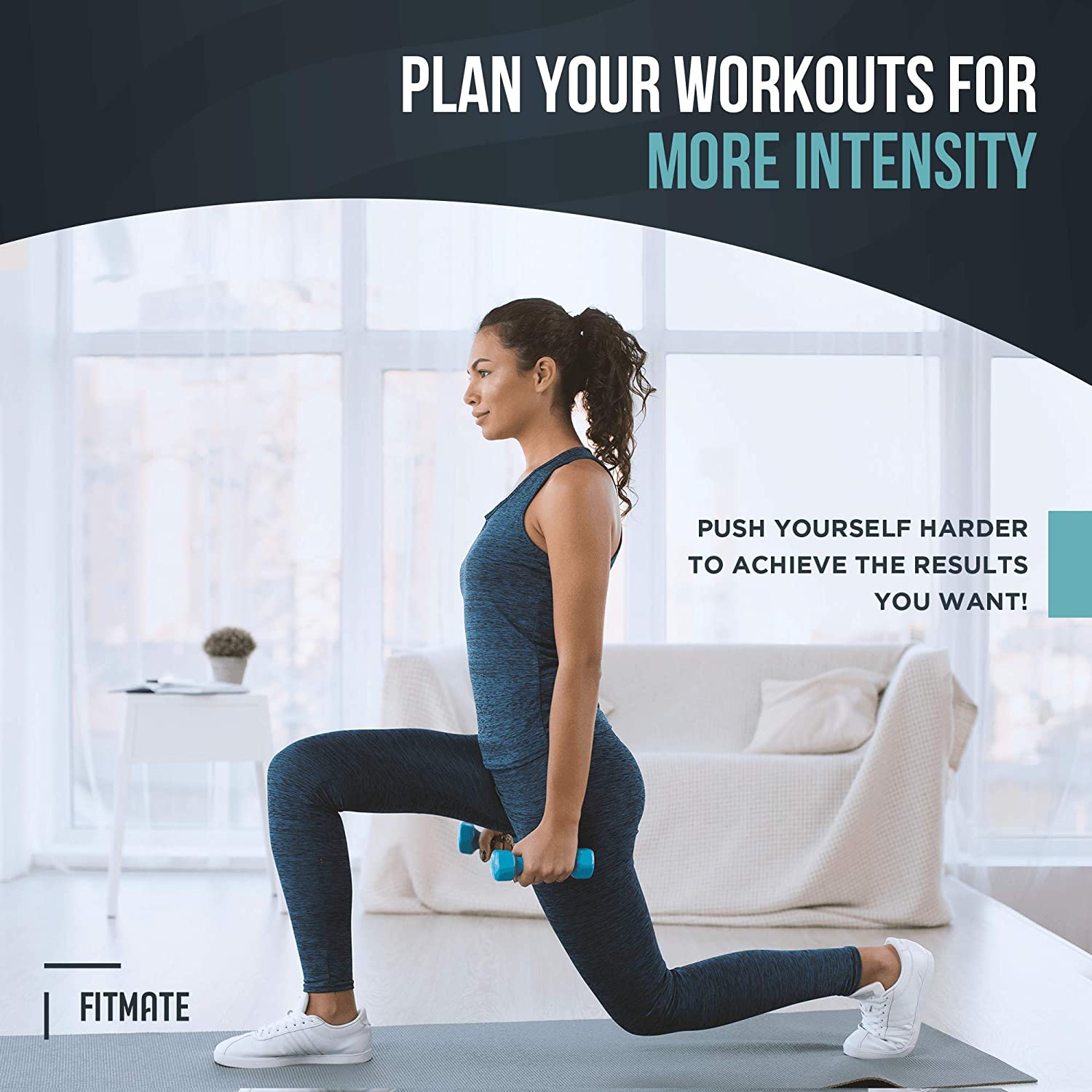 FitMate Dumbbell Workout Exercise Poster - Workout Routine with Free Weights, Home Gym Decor, Room Guide