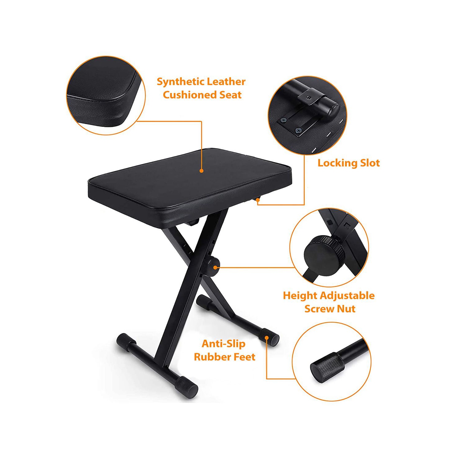 Banc de piano rembourré à hauteur réglable BB1ii de Boost Industries