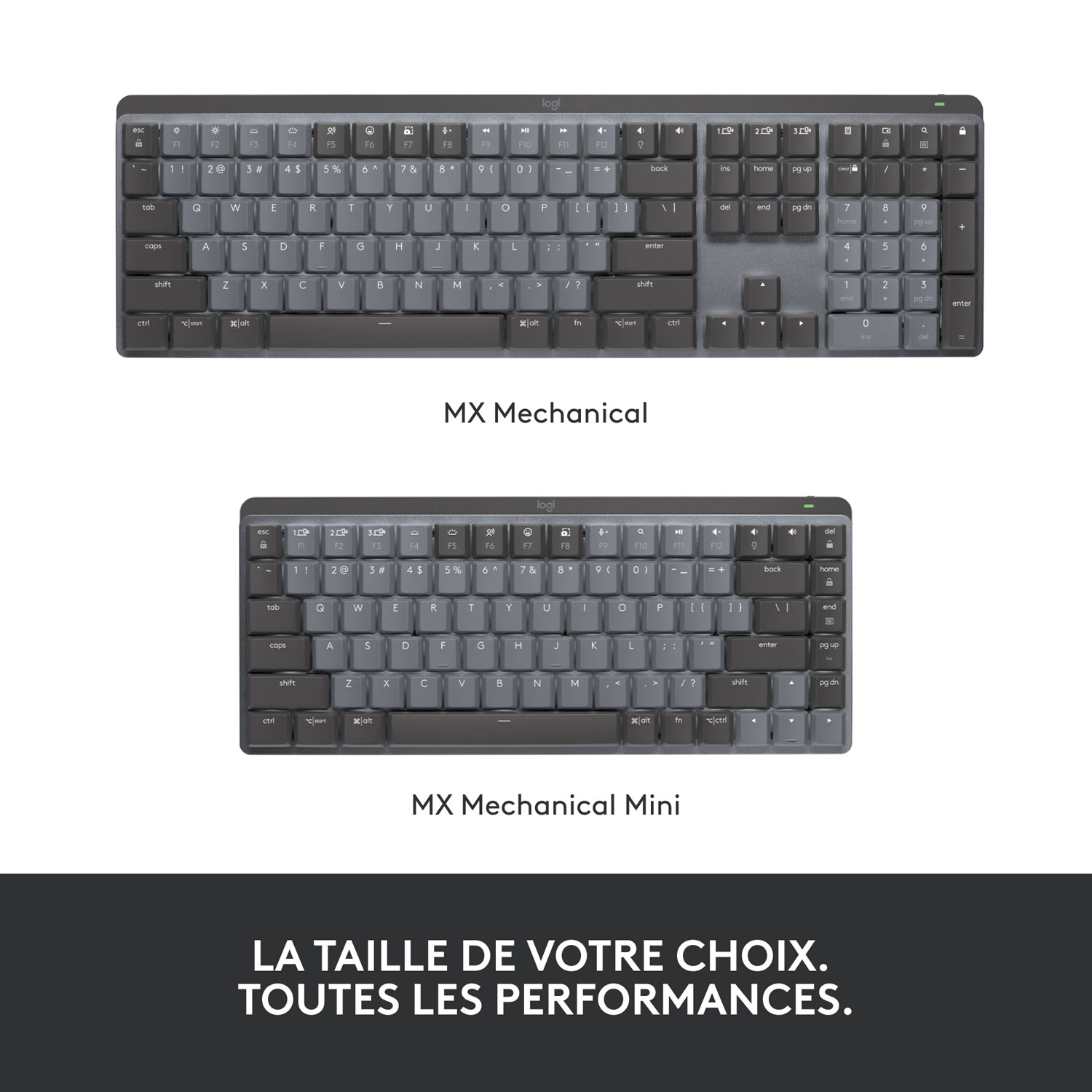 Logitech MX Mechanical Wireless Full-size Backlit Tactile Keyboard - Graphite