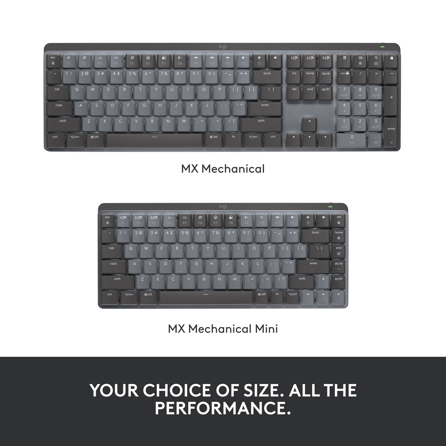 Clavier mécanique à clic rétroéclairé compact sans fil MX Mini de Logitech - Graphite