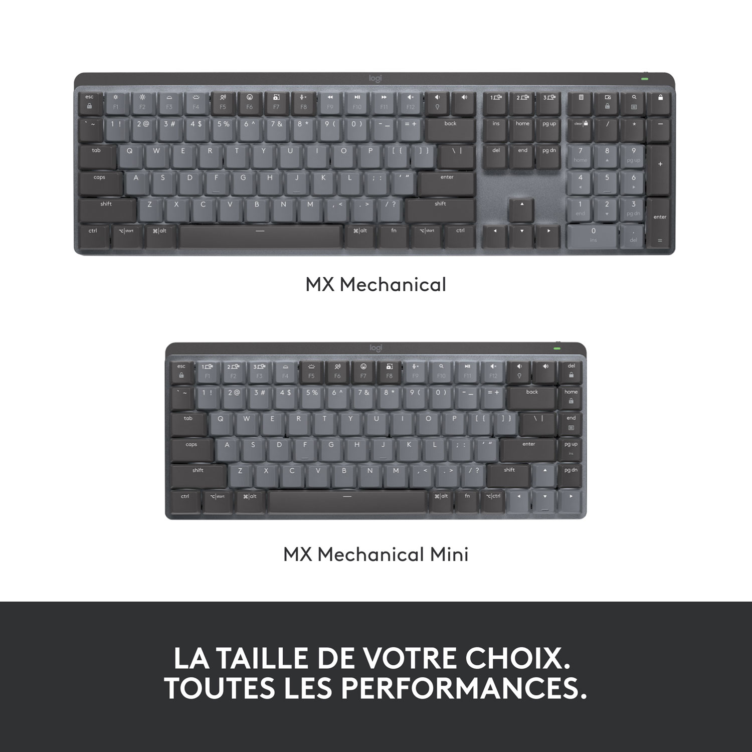 Clavier mécanique à clic rétroéclairé compact sans fil MX Mini de Logitech - Graphite