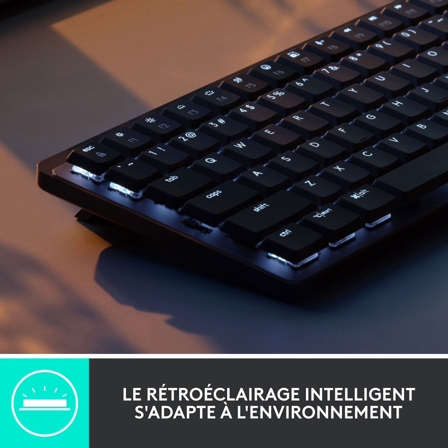 Clavier mécanique à clic rétroéclairé compact sans fil MX Mini de Logitech - Graphite