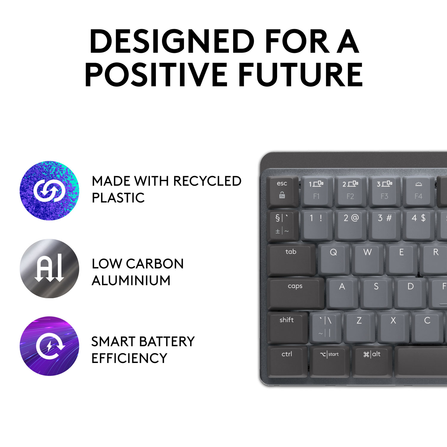 Clavier mécanique à clic rétroéclairé compact sans fil MX Mini de Logitech - Graphite