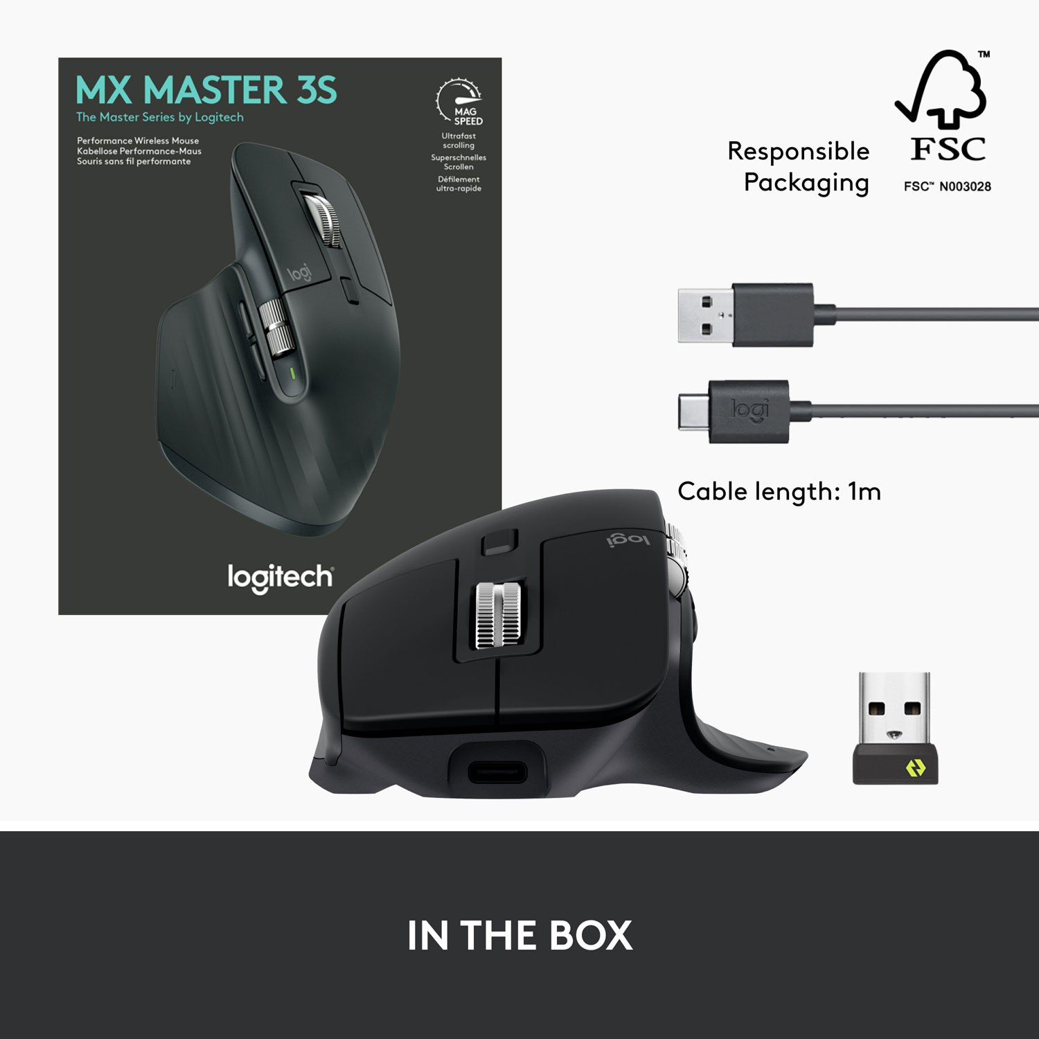 Souris sans fil MX Master 3S de Logitech - Noir