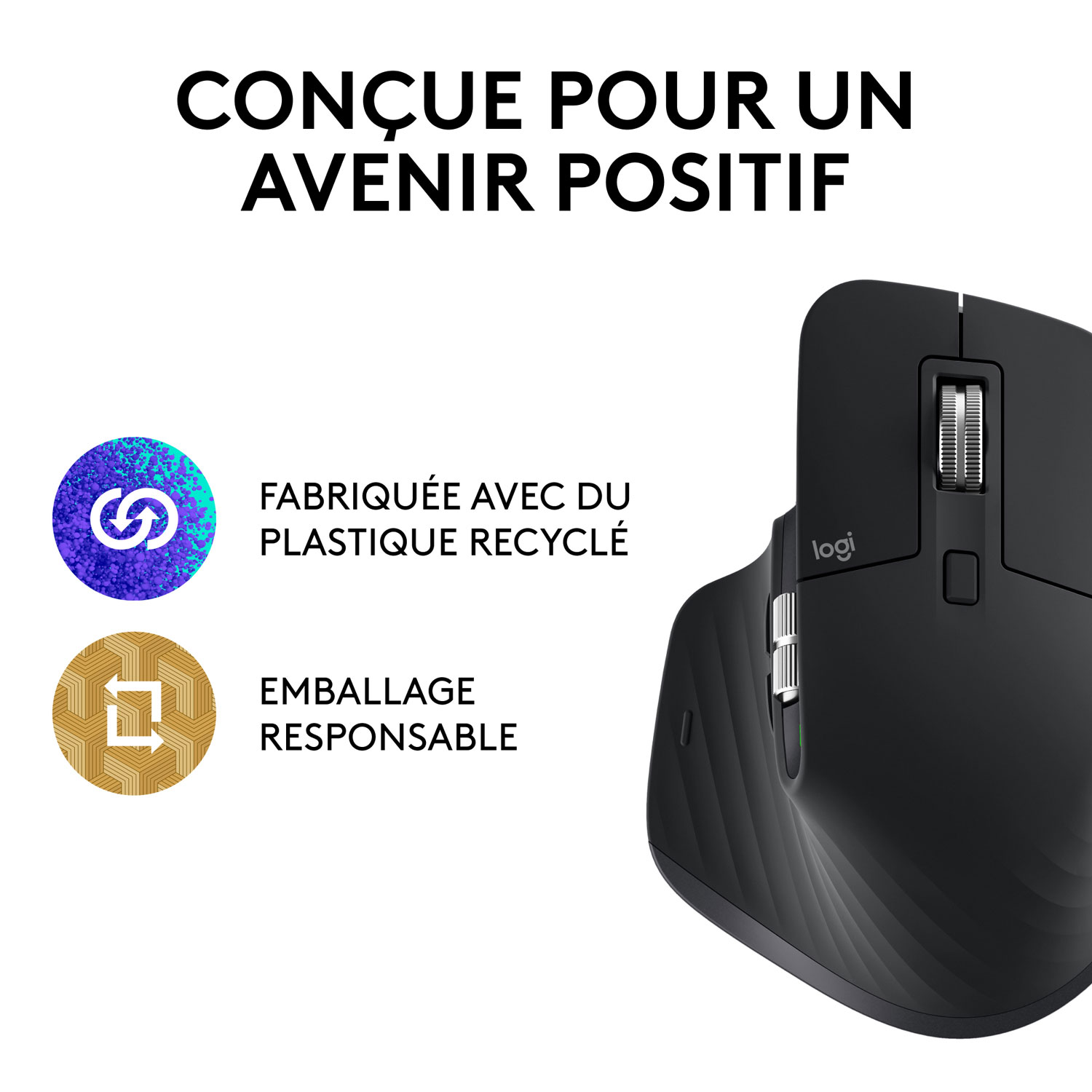 Souris sans fil MX Master 3S de Logitech - Noir