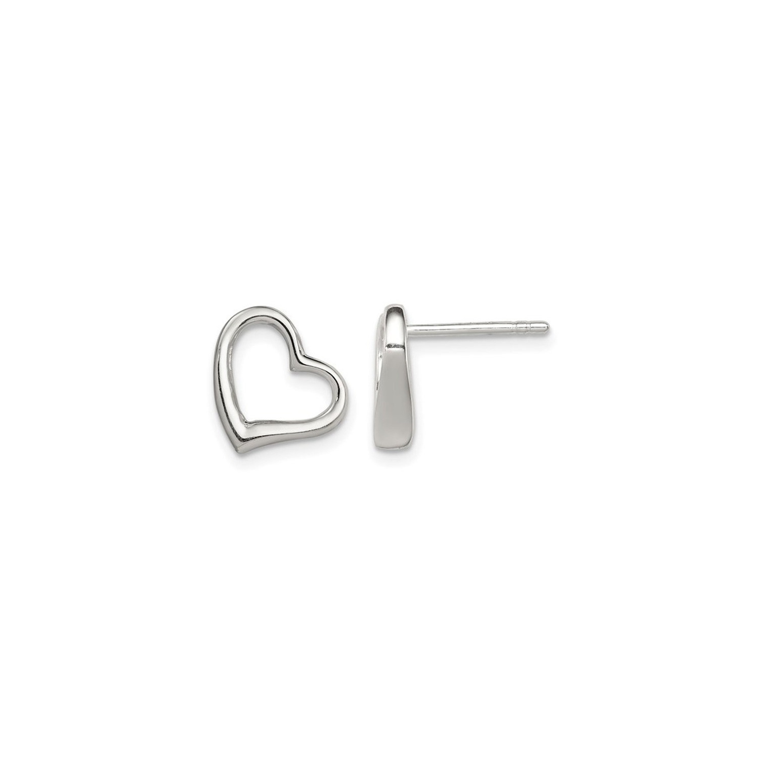 Sterling Silver Polished Open Heart Post Earrings