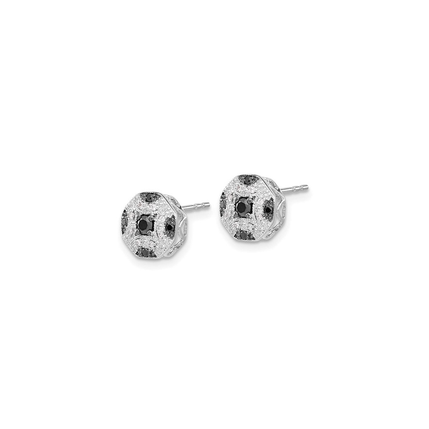 1/4 Carat Black & White Diamond Stud Earrings in Sterling Silver