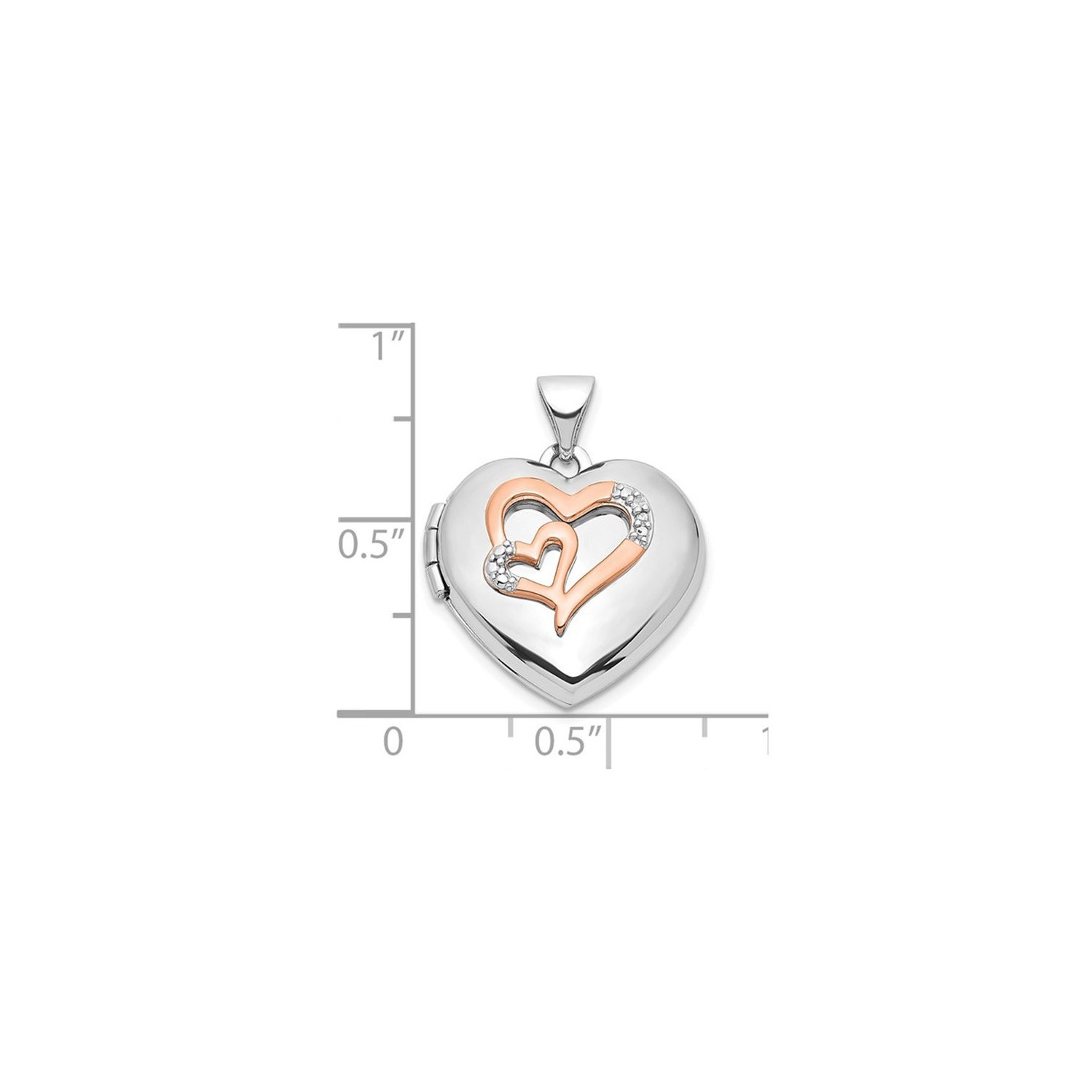 Heart Locket Pendant Necklace in Sterling Silver with Chain